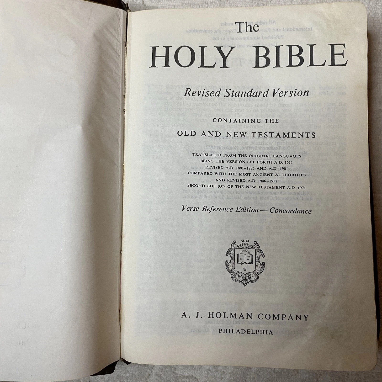 Holy Bible References by Holman 1962 Cowhide Bonded Leather Lined