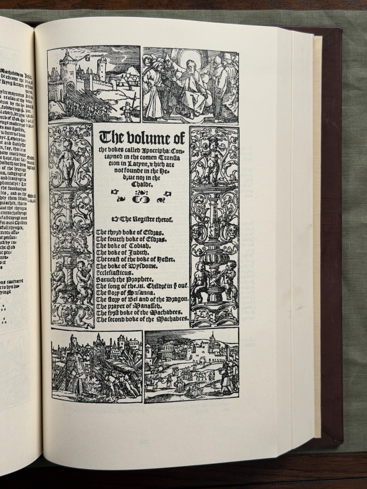 1549 Matthew’s Tyndale Bible Facsimile Leather Gibbor Edition w/ Original Leaf