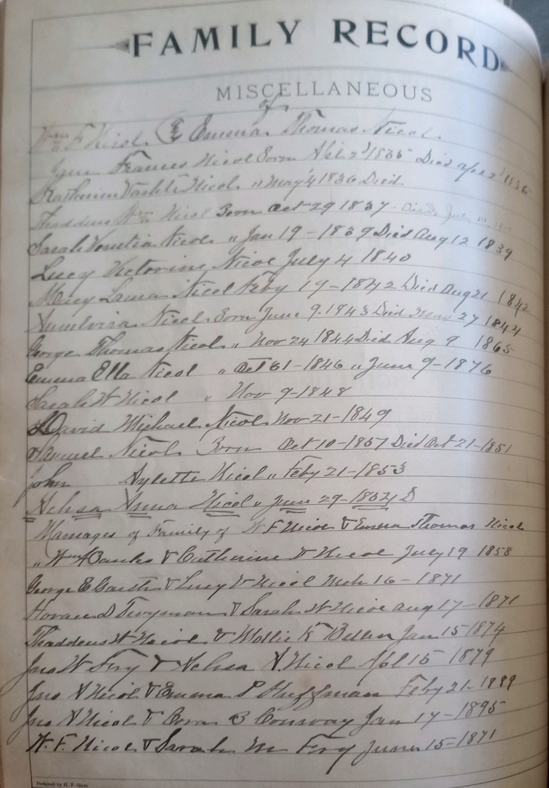Nicol, William Family Bible (Bible Rescue #1368d)
