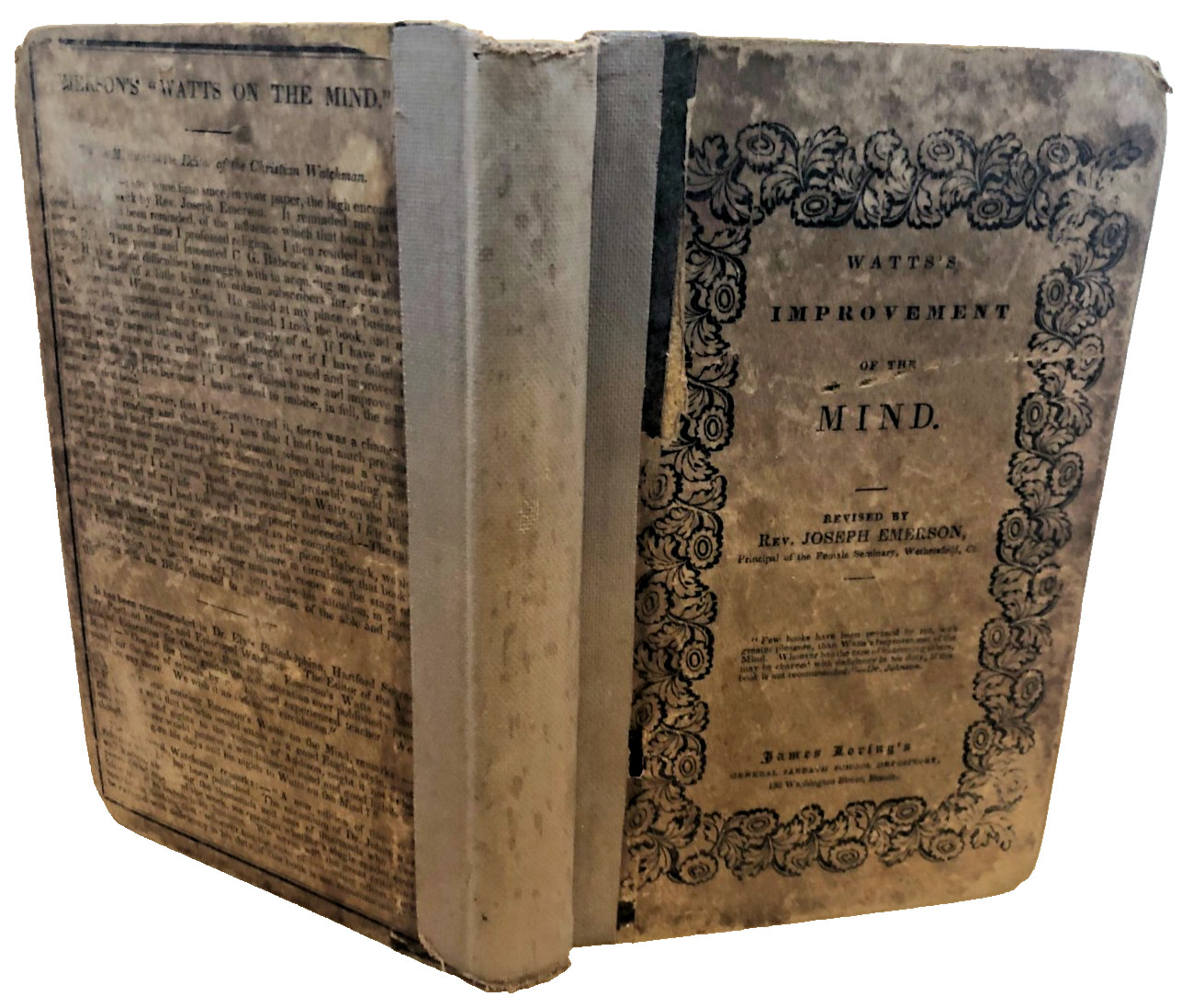 Watts Improvement of the Mind 1833 OLD ANTIQUE ANTEBELLUM SELF HELP BOOK