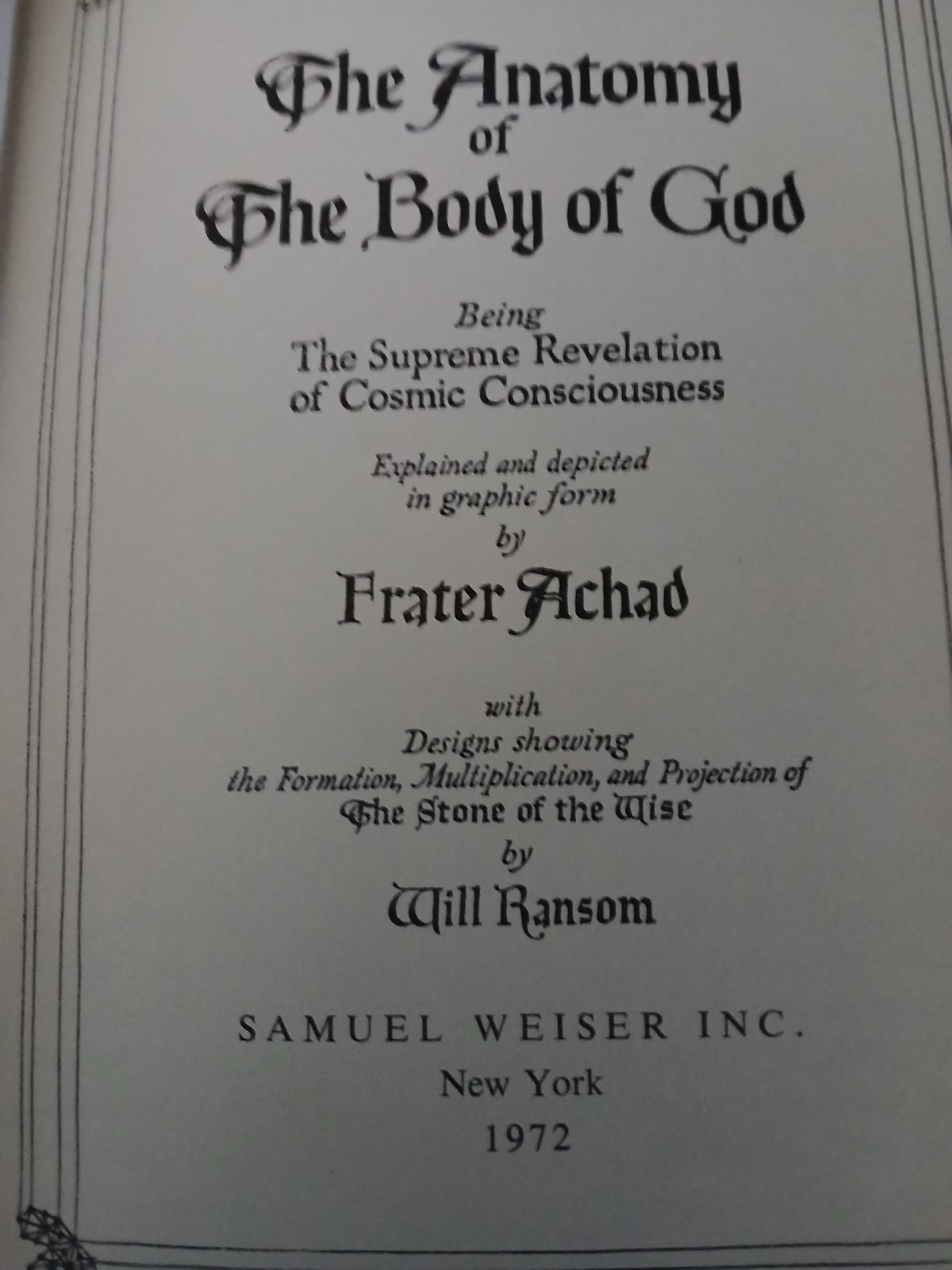 1972 Frater Achad The Anatomy of the Body God Aleister Crowley Magick Qabalah