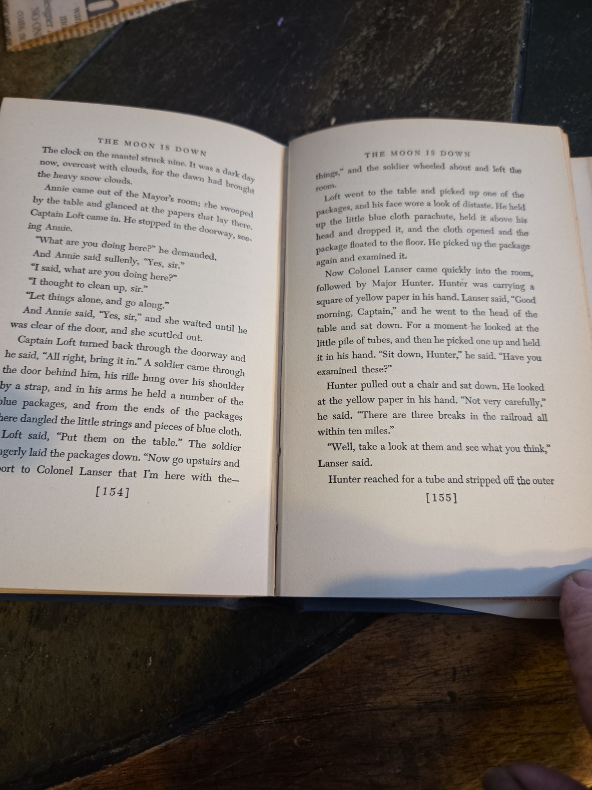 The Moon Is Down John Steinbeck, HC DJ, 1942,1st Ed, 2nd State