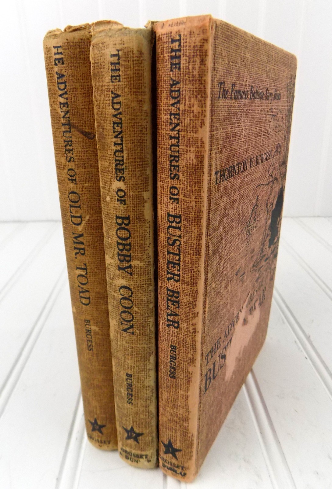 Vintage Set of 3 Thornton W. Burgess Bedtime Story Books Coon Toad Bear 1940’s