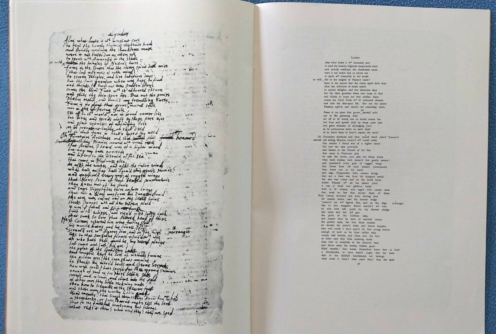 1970 John Milton LYCIDAS facsimile pages of editions printed 1938-1645