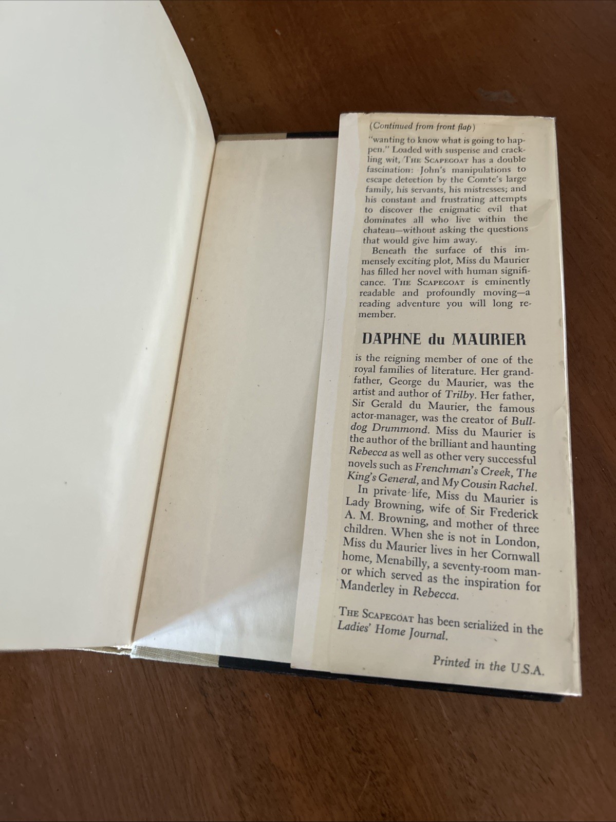 Stated 1st Ed The Scapegoat by Daphne Du Maurier 1957 HCDJ 1st Printing VG+