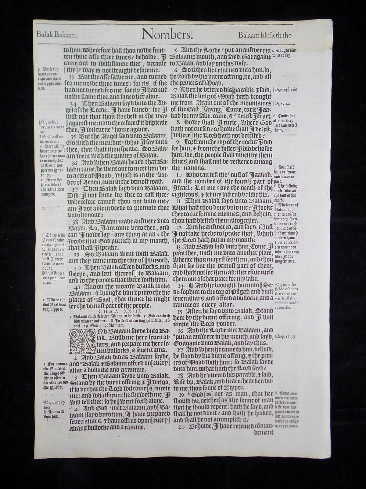 1583 Noblest Geneva Bible Folio- Book of Numbers Leaves- YOU PICK