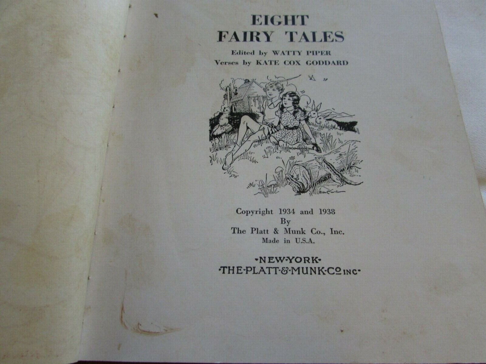 Eight Fairy Tales -Vintage 1938 Watty Piper Hard Cover Illustrated 34852