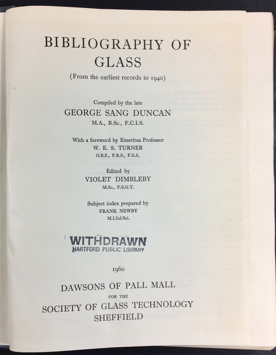Antique Glass Books Bibliography – 20,000 Listing from 1600s to 1940 – Duncan