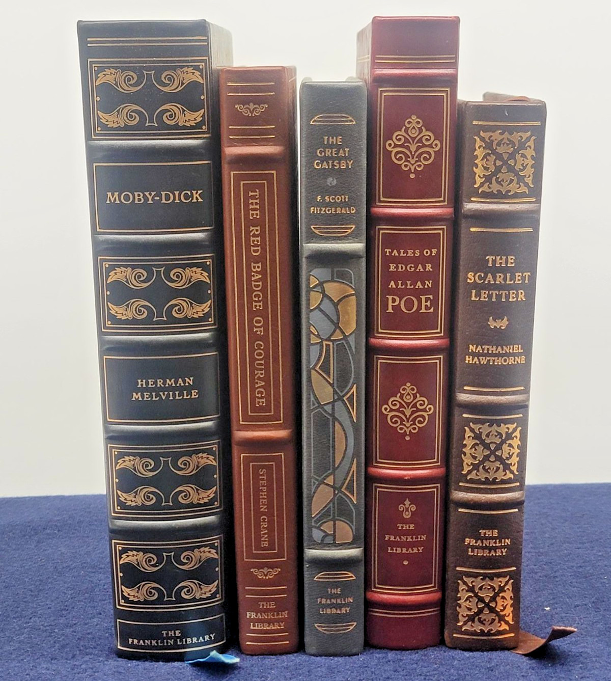 Lot of 5 Franklin Library Leather Classic Books Moby Dick Scarlet Letter Gatsby