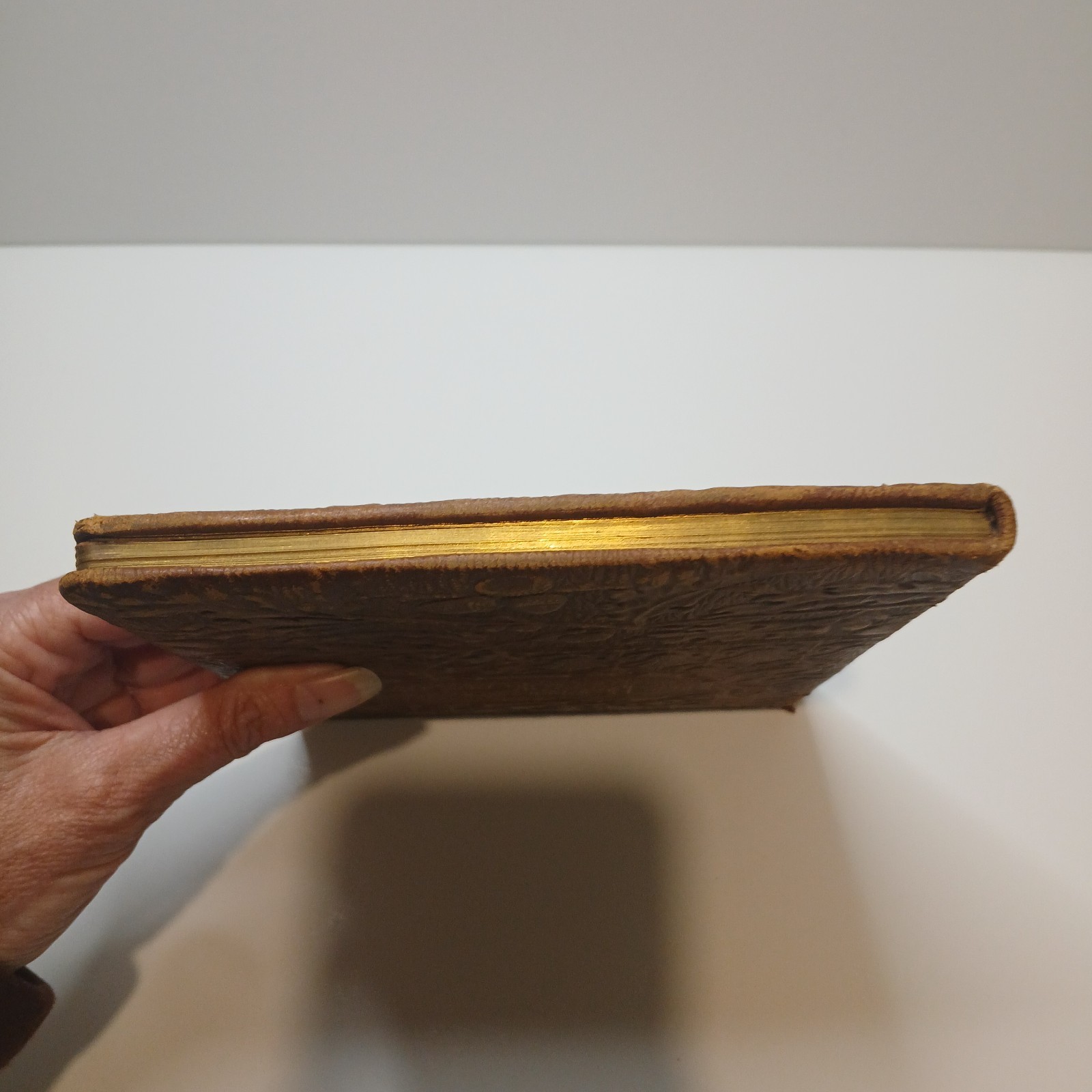 Beauties of tennyson antique collectable leather book 1885 embossed gold leaf