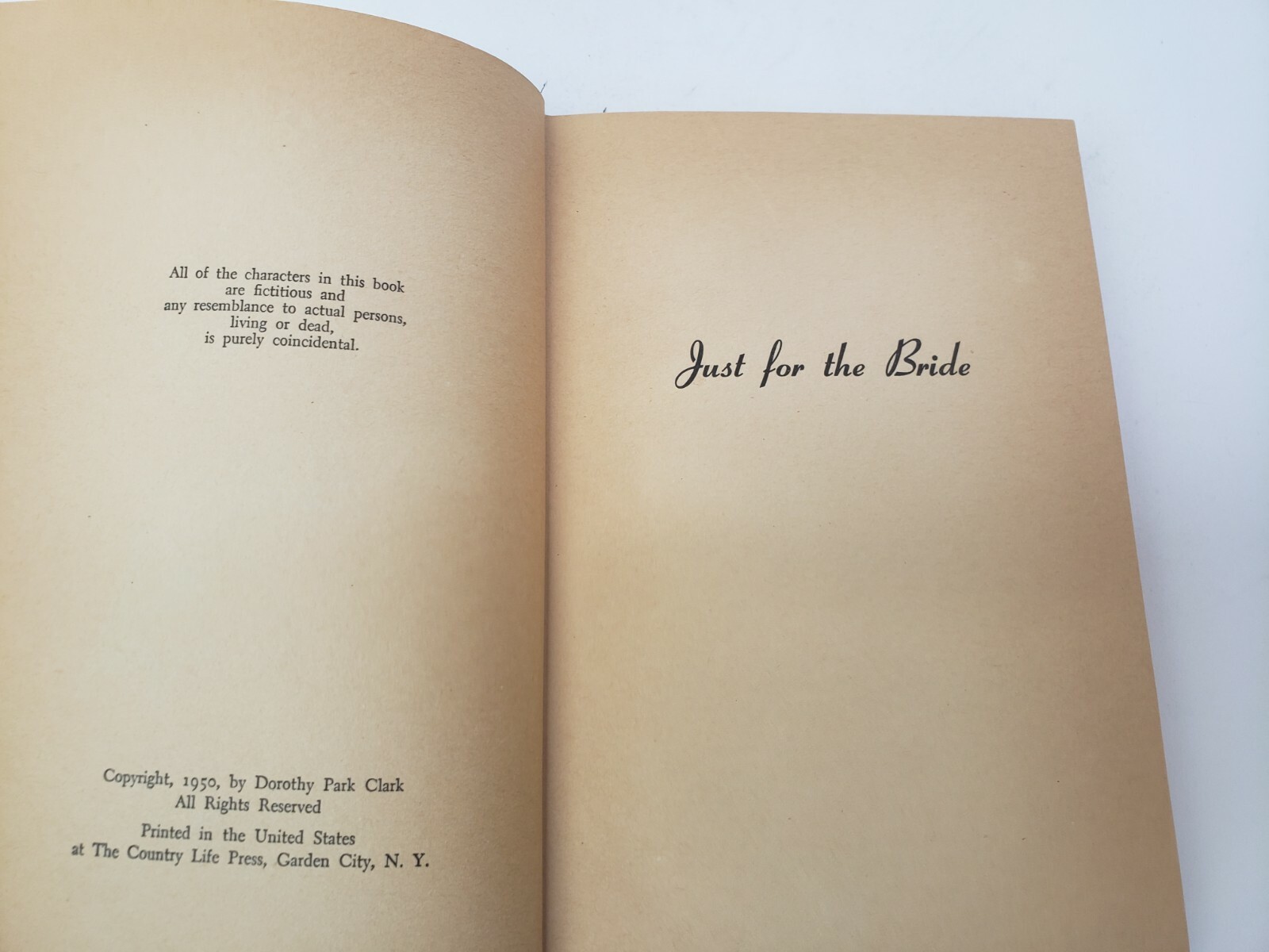 Just for the Bride Dorothy Park Clark The Crime Club1950s Mystery Thriller Vtg