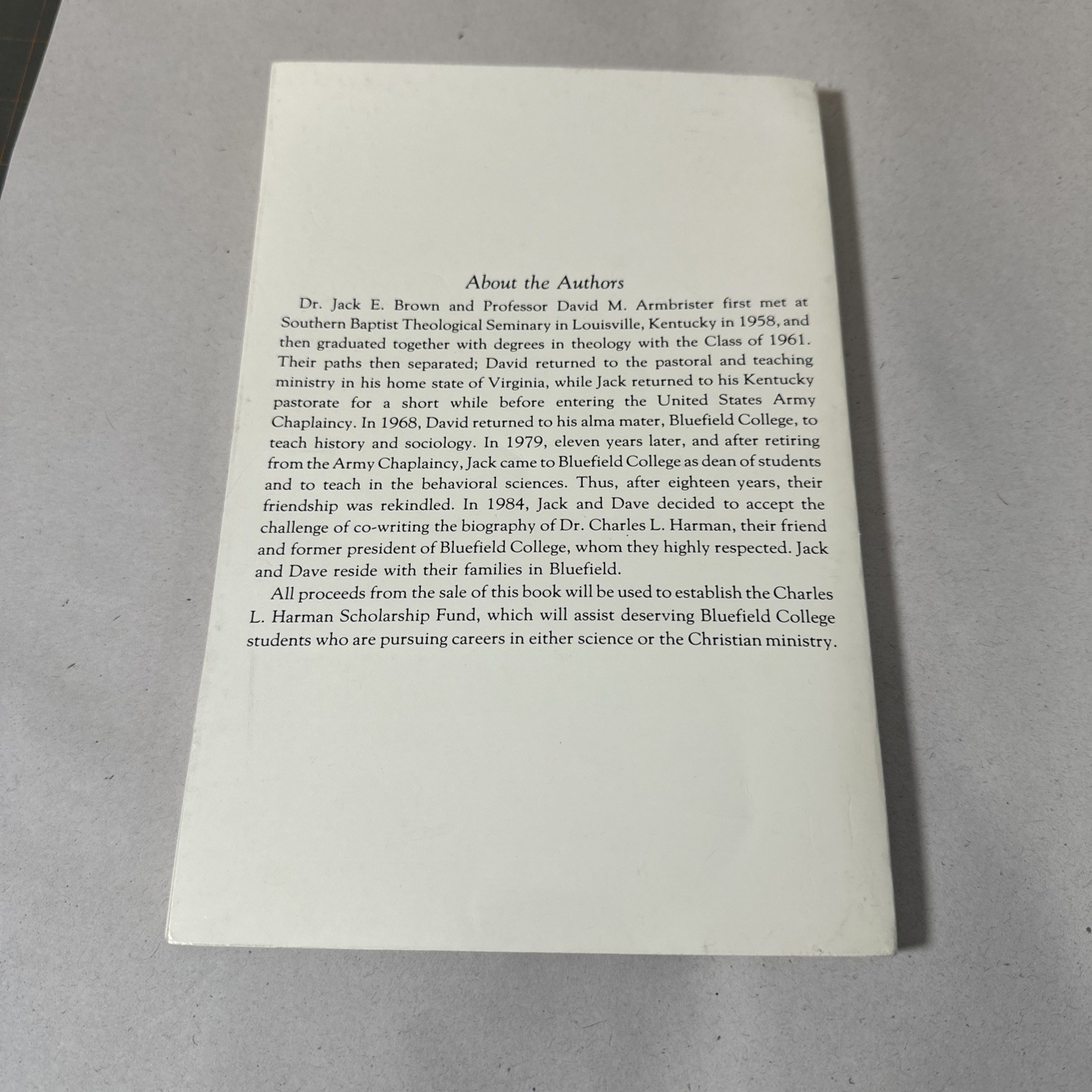 Dr. Charlie Life Works Charles Lee Harman 1986 Biography Bluefield College Book