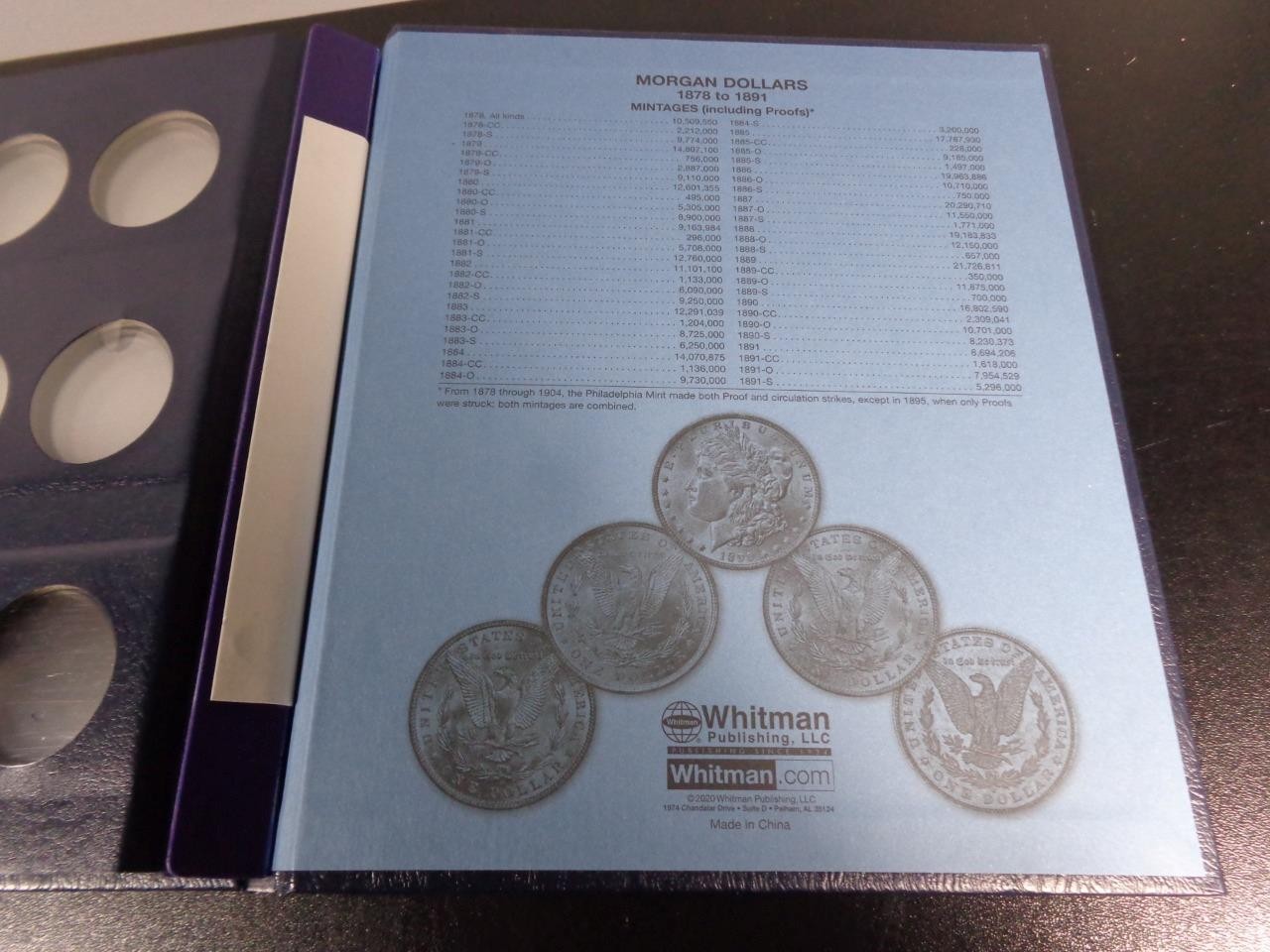 MORGAN SILVER DOLLAR COIN BOOK ALBUM 1878-1891 WHITMAN CLASSIC 9128 USED NO COIN