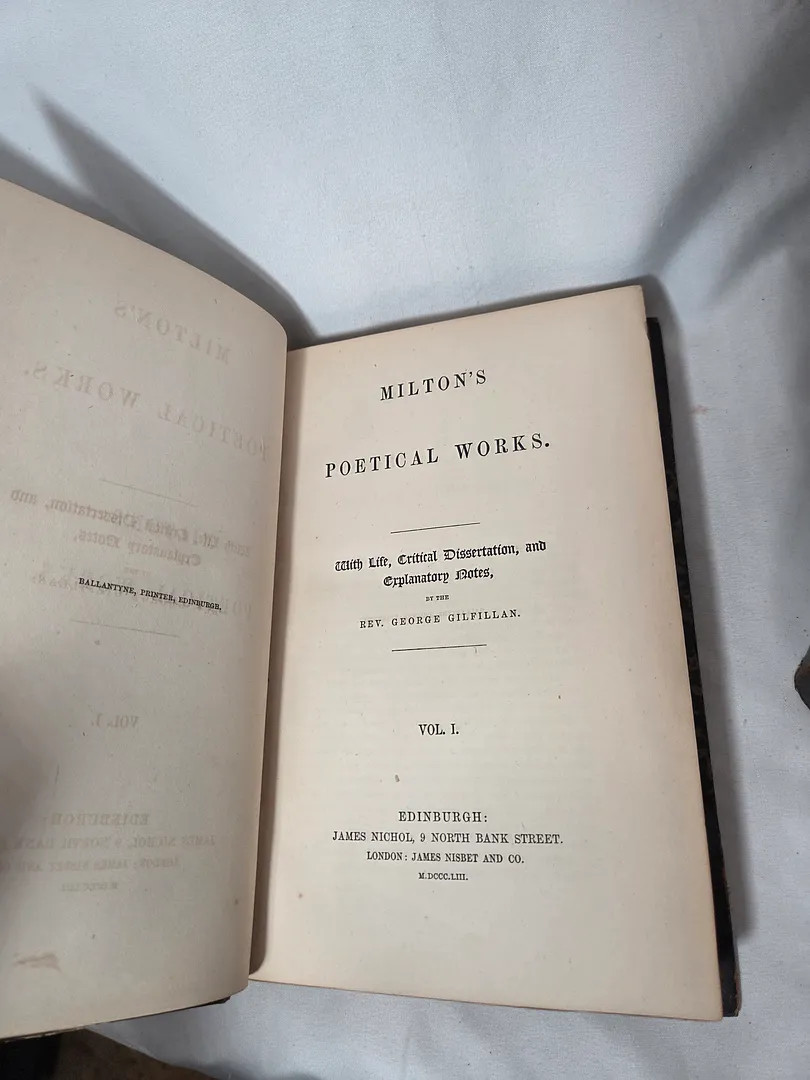 The Poetical Works of John Milton, 2 Volumes Complete; 1853