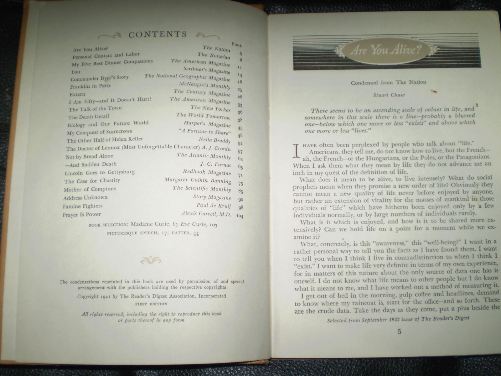 Readers Digest 20th Anniversary Anthology (1st ed., Illust., 1941, SHIPS FREE)