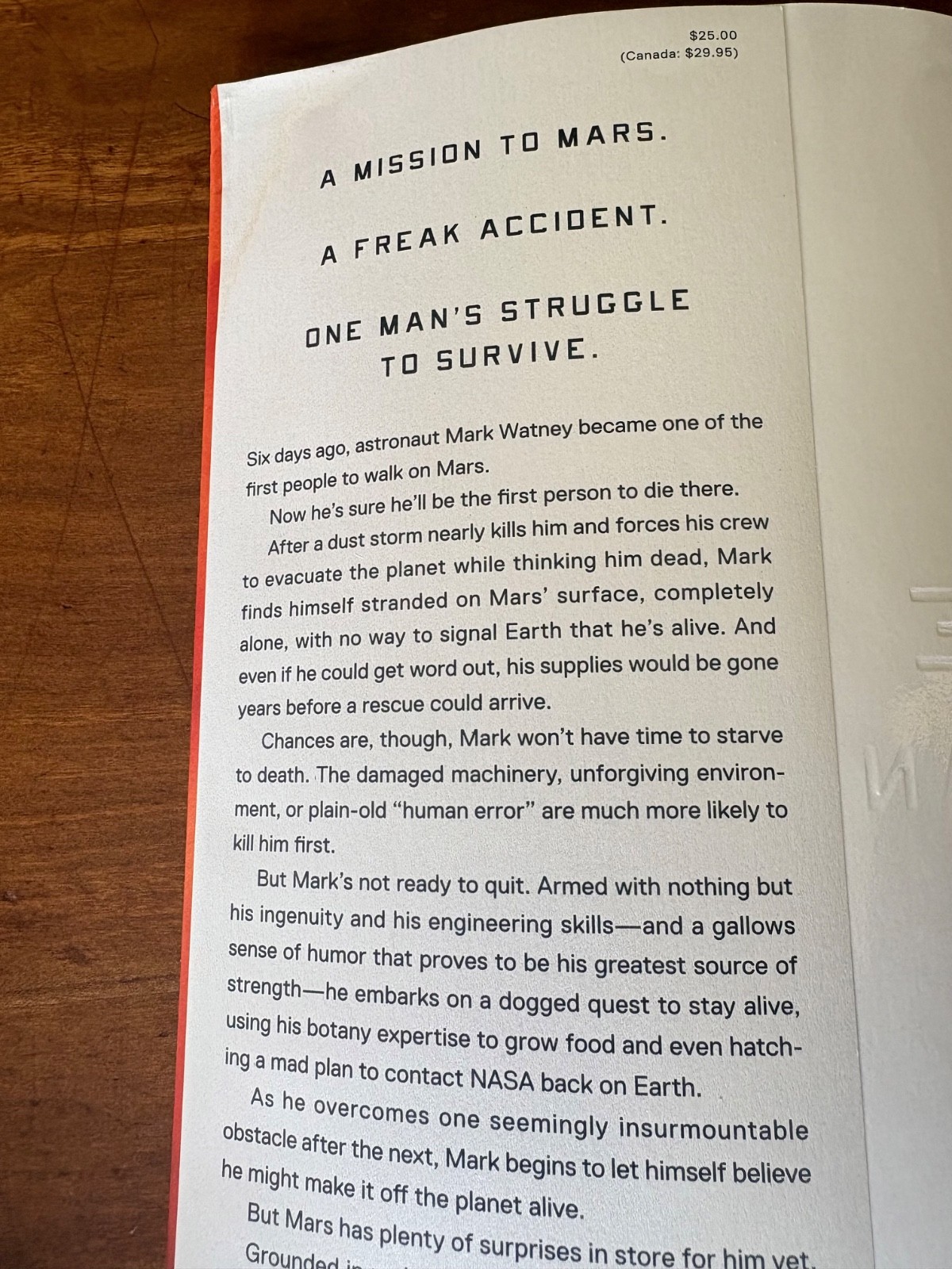 THE MARTIAN BY ANDY WEIR SIGNED! 2014 HC/DJ