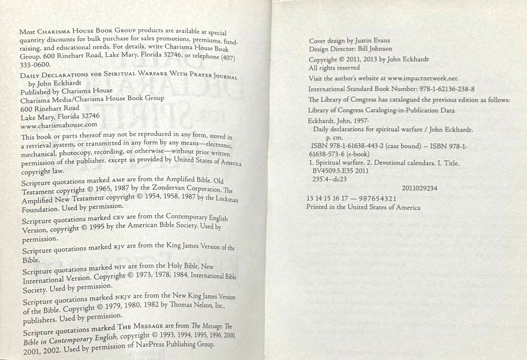 Daily Declarations for Spiritual Warfare, with Prayer Journal. Collectible book