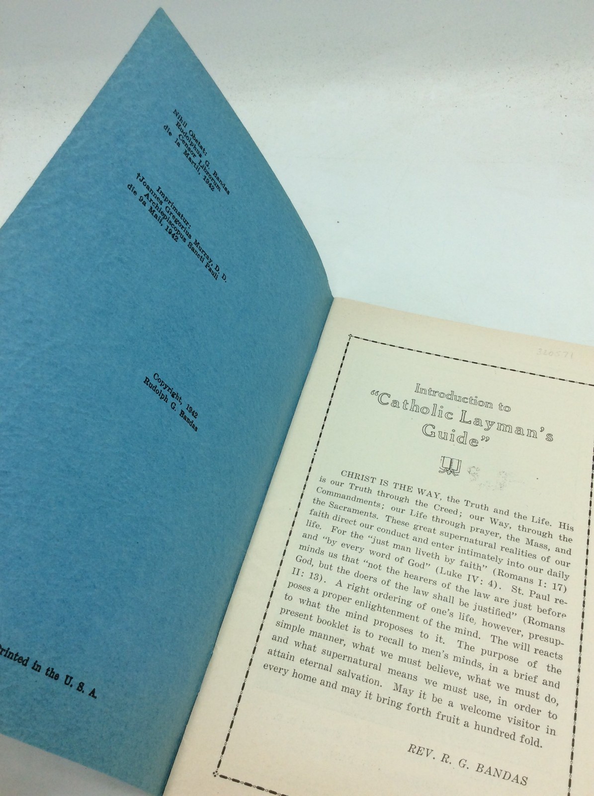 THE CATHOLIC LAYMAN’S GUIDE – Rudolph G. Bandas – 1942 – catechism