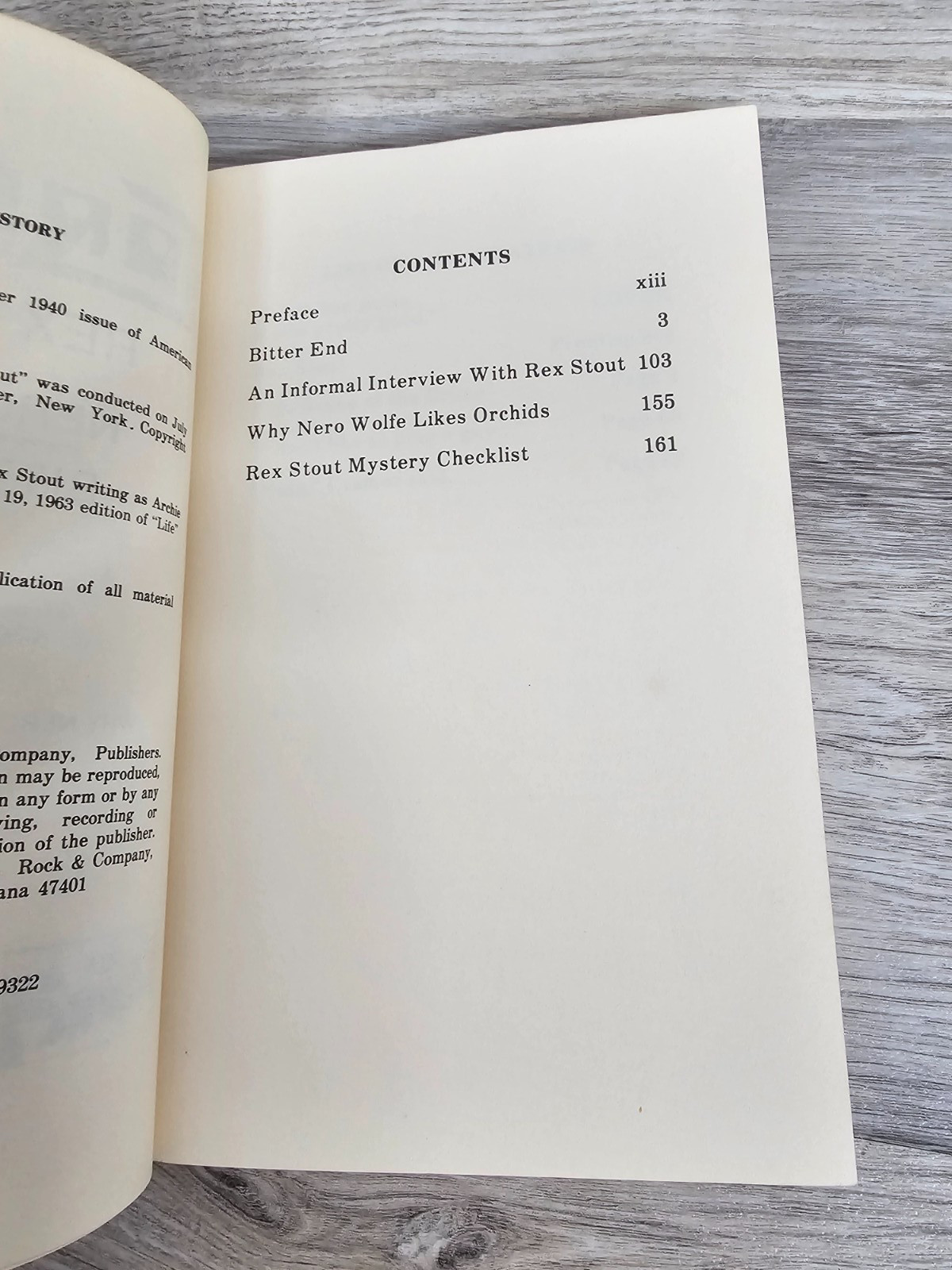 Corsage A Bouquet of Rex Stout and Nero Wolfe Bitter End, 1st 1977 Numbered!RARE