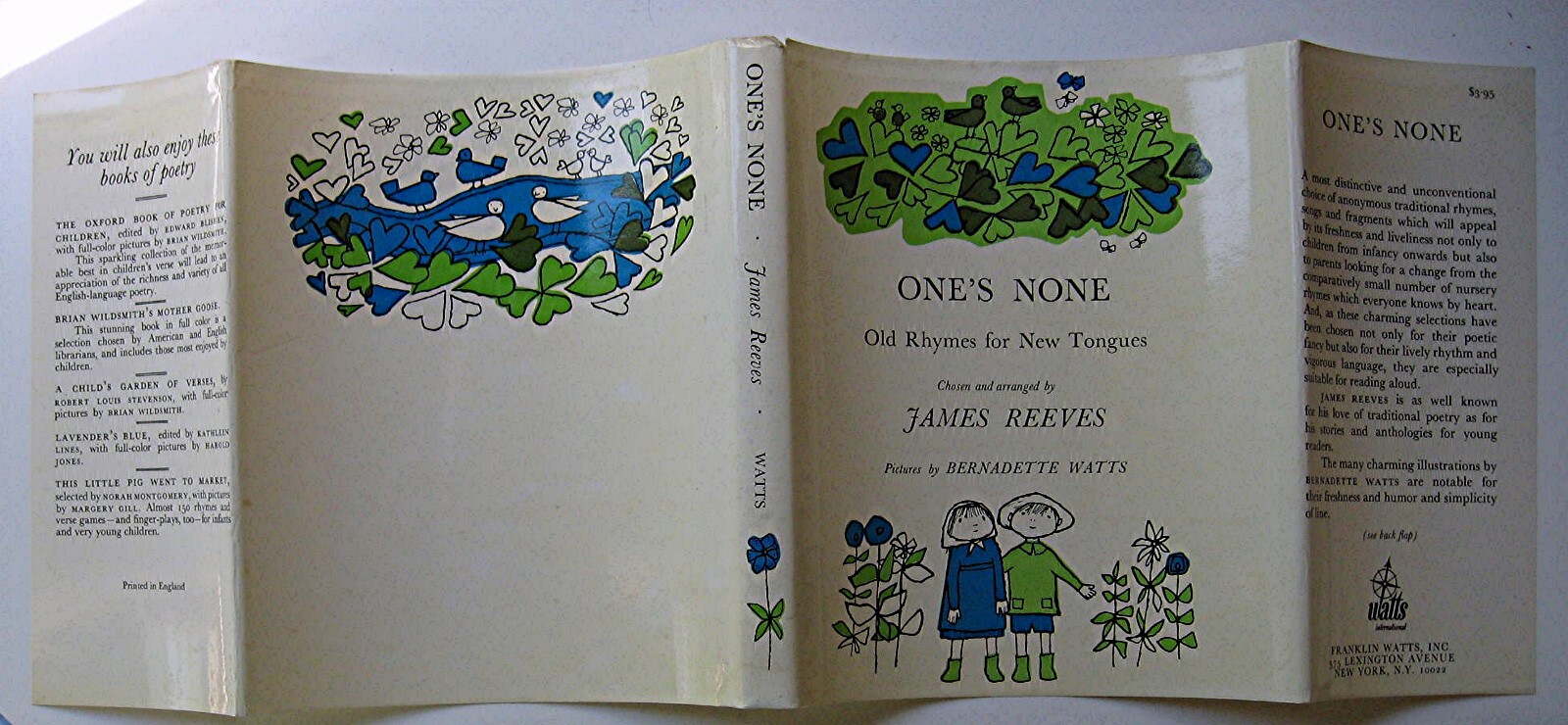 ONE’S NONE Old Rhymes for New Tongues James Reeves ILLUS B. Watts 1969 HC DJ – 9