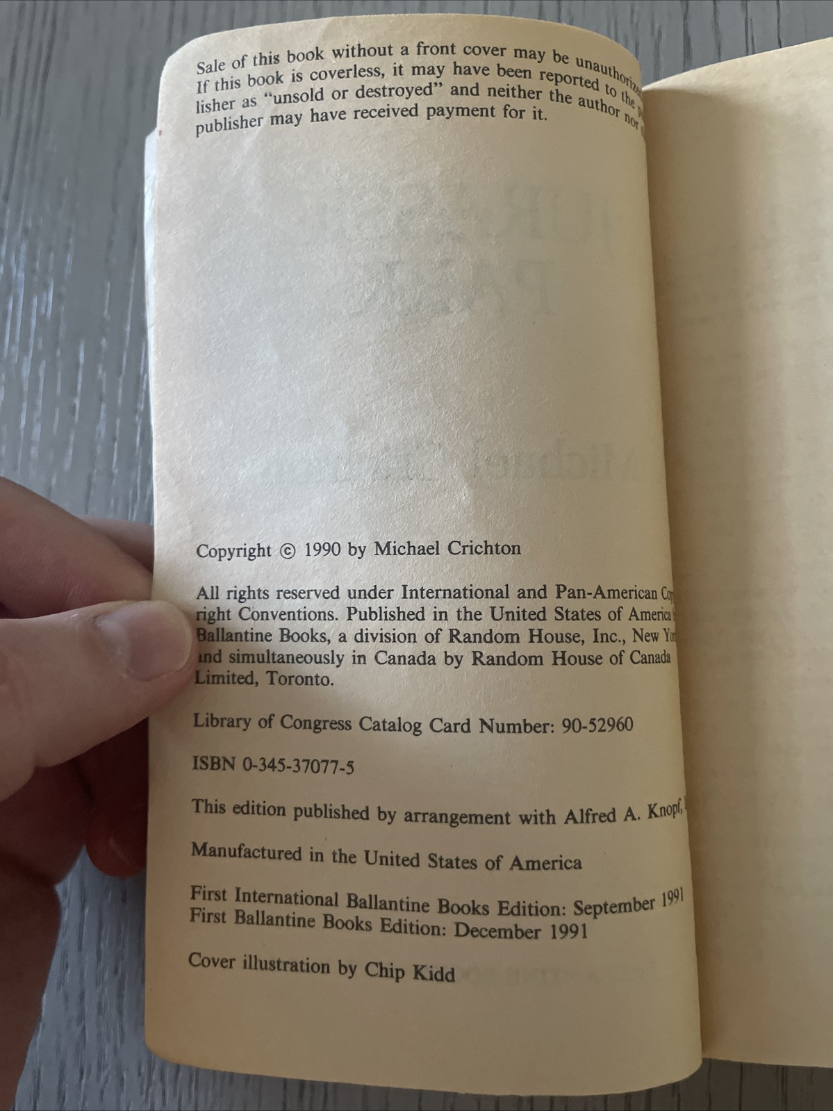Jurassic Park by Michael Crichton (1991 Ballantine) Paperback – Good