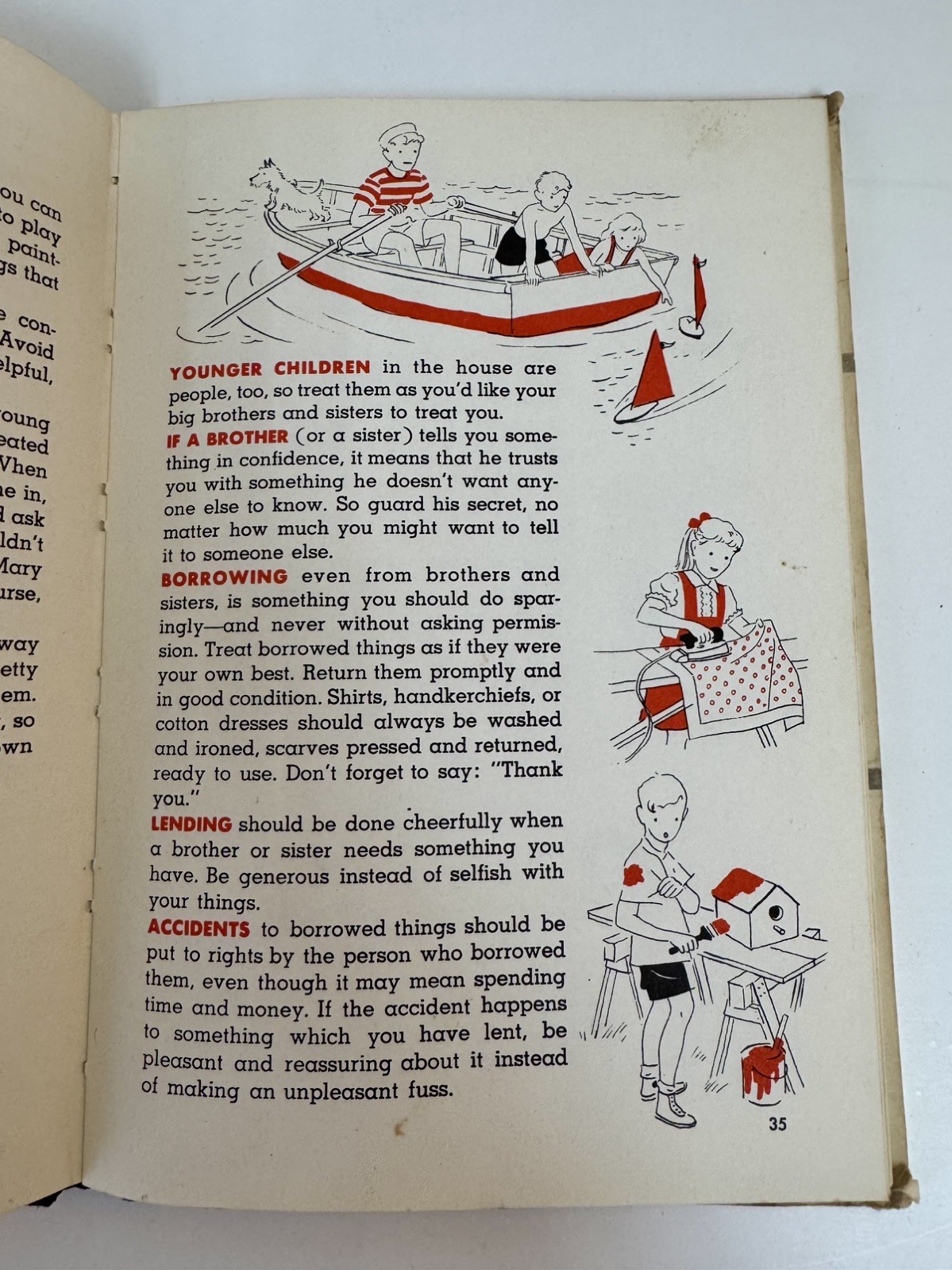 VTG Manners To Grown On By Tina Lee- 1955 Etiquette For Children. Illustrations