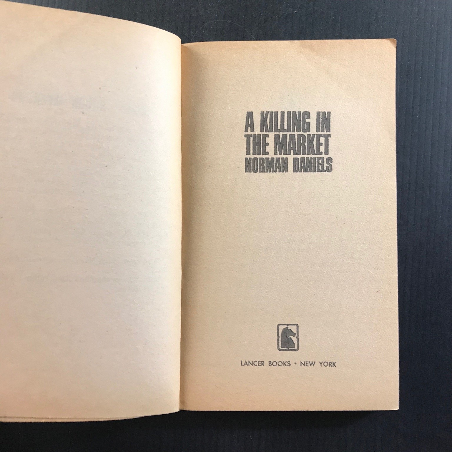 A Killing in the Market Norman Daniels 1967 Lancer Books Paperback Thriller