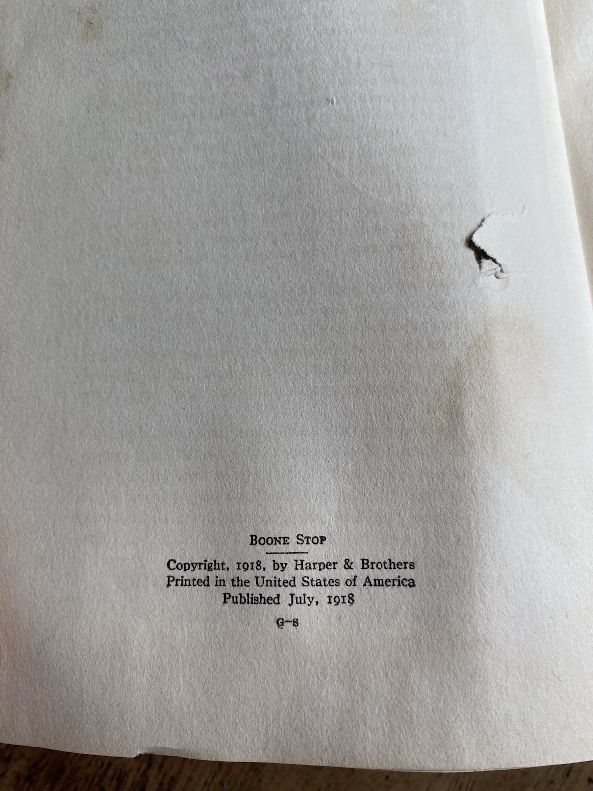 Boon Stop by Homer Croy 1918 Hardcover Book 1st Edition
