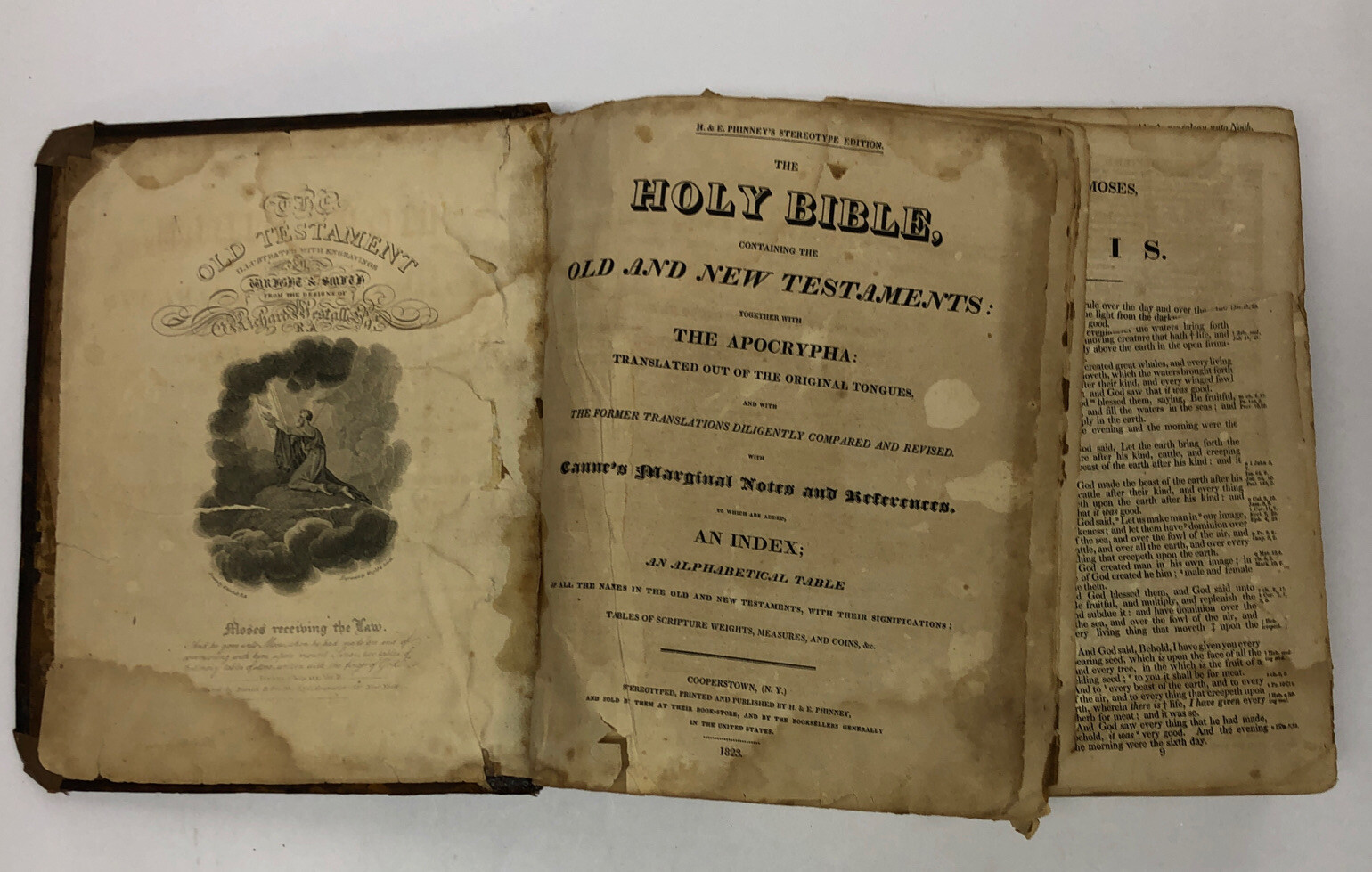 Holy Bible Rare 1823 H.&E. Phinney’s Stereotype Edition Old & New Testaments