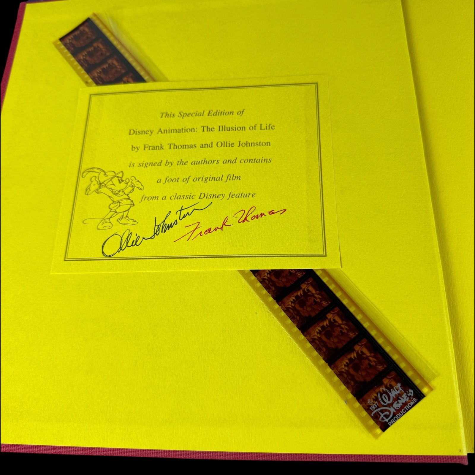 Disney Animation by Frank Thomas & Ollie Johnston SIGNED FIRST w/ ORIGINAL FILM