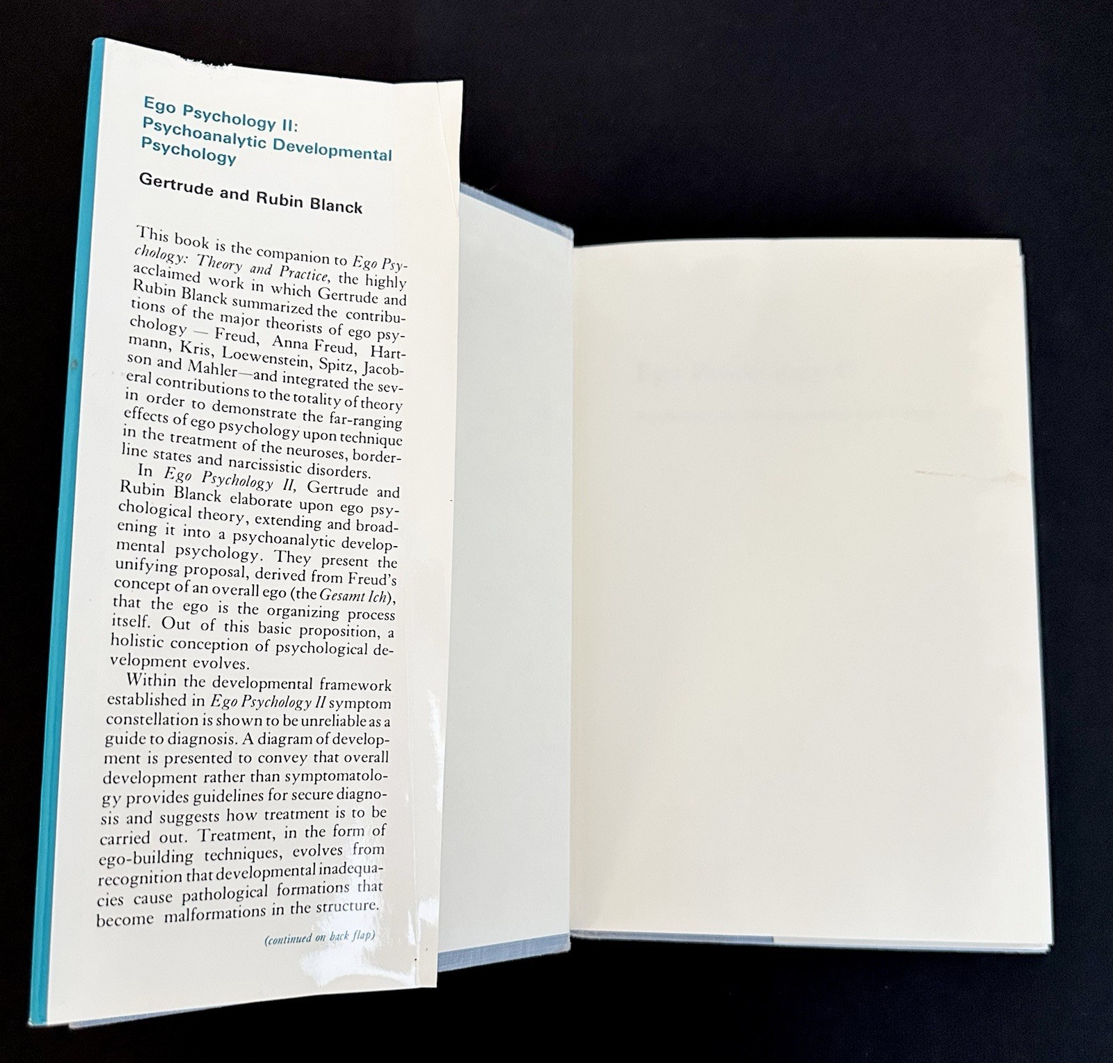 Ego Psychology II Psychoanalytic Developmental Psychology Blanck HC DJ 1979 VG