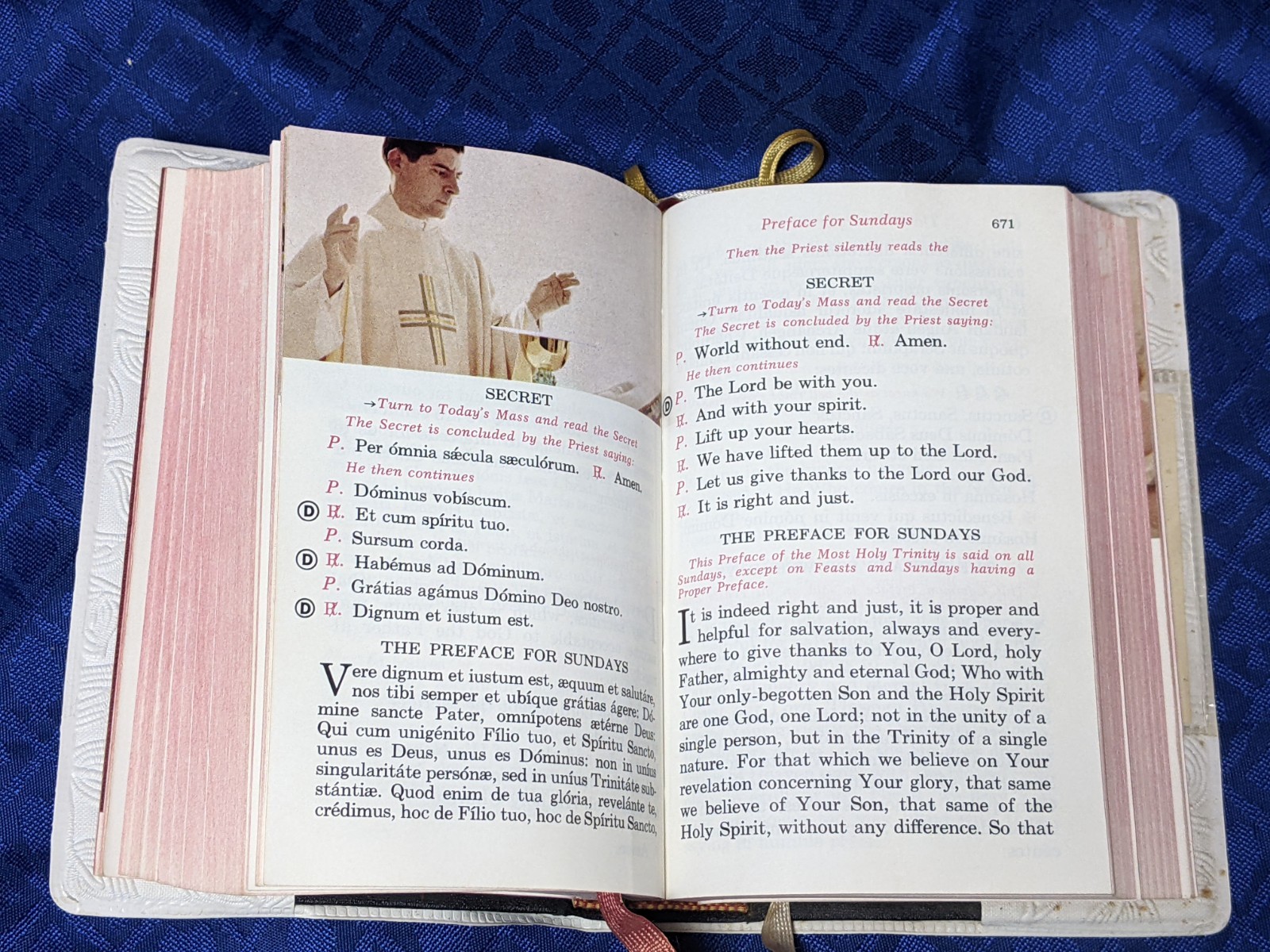 St. Joseph Daily Missal 1962 Catholic Prayer Book White Leather UNIQUE CVR PHOTO