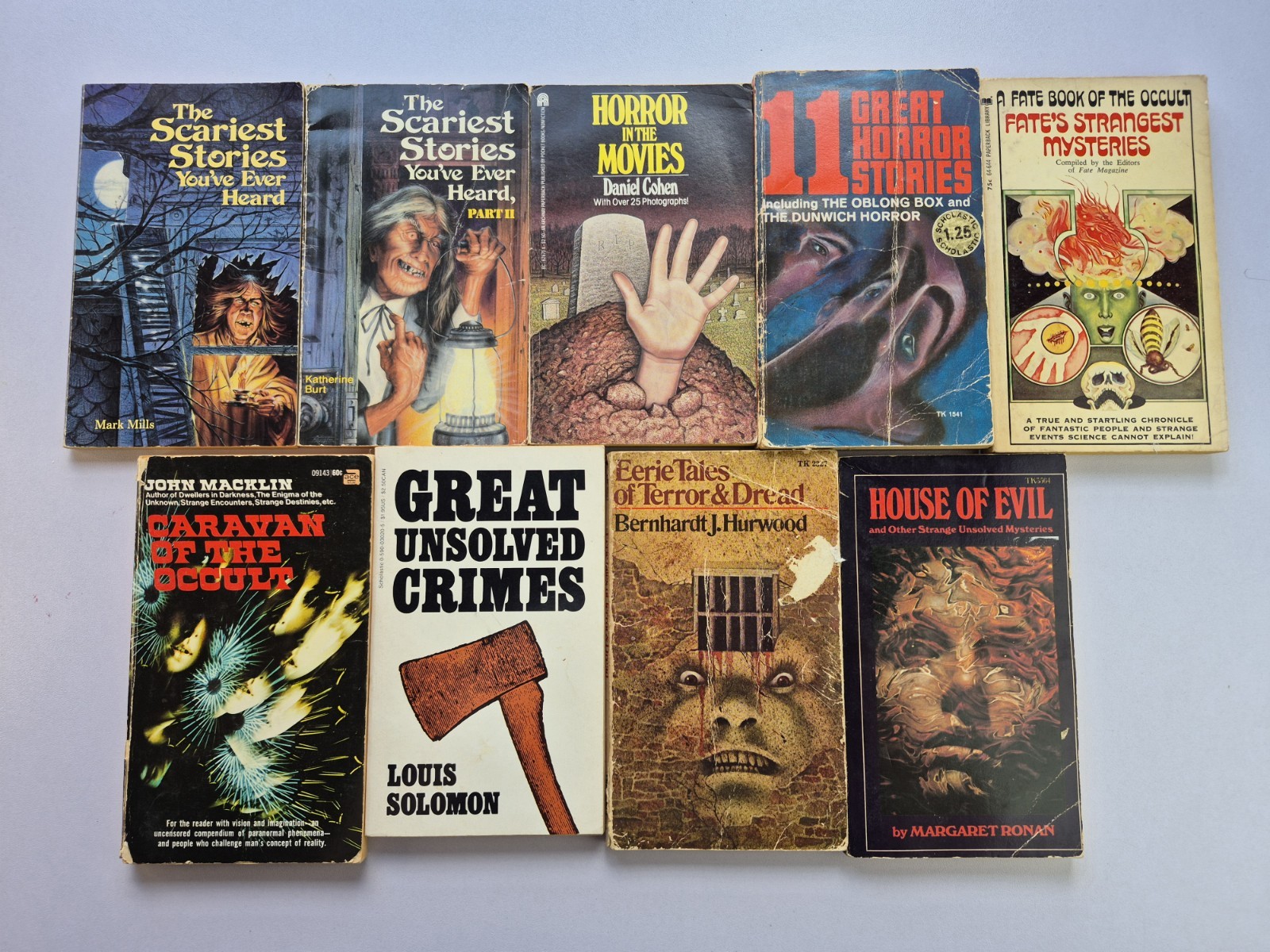 Vintage Horror Paperback Lot 9 Mixed Years Unsolved Crimes Occult Thriller Tales
