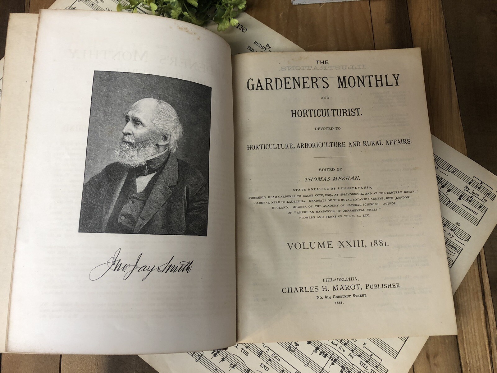 1880s Garden Book Half Leather Antique Illustrated Gardeners’ Monthly Victorian