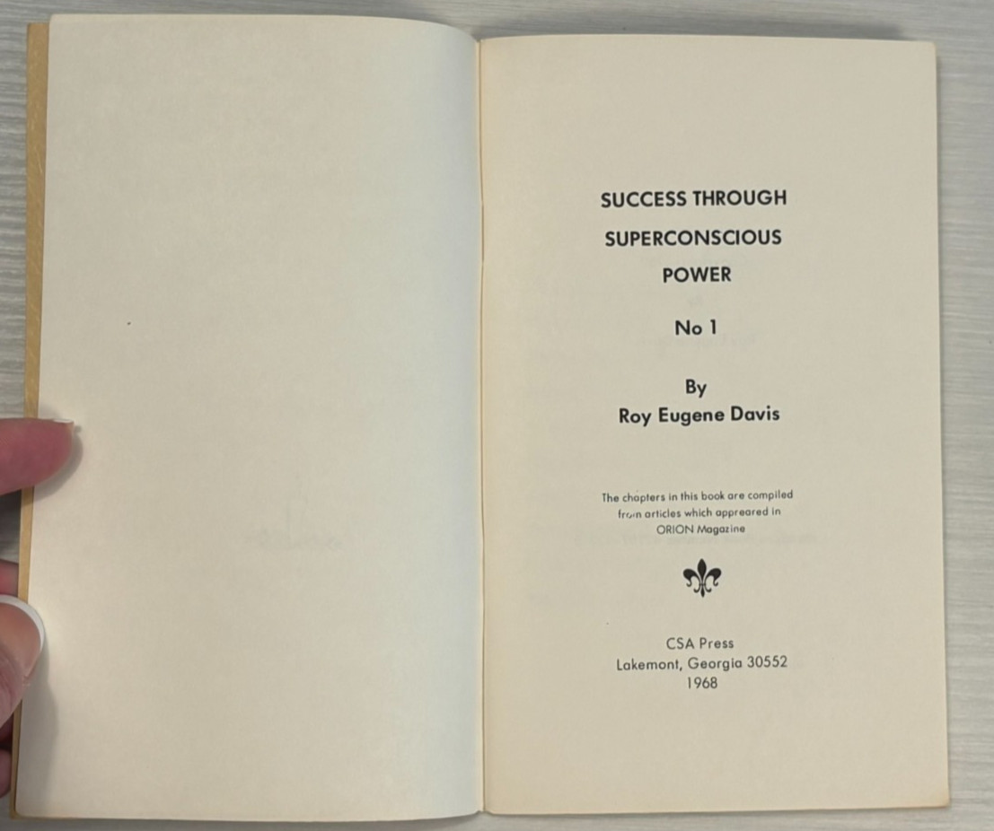 Success Through Superconscious Power 1 & 2 Roy Eugene Davis 1968 CSA Yogananda
