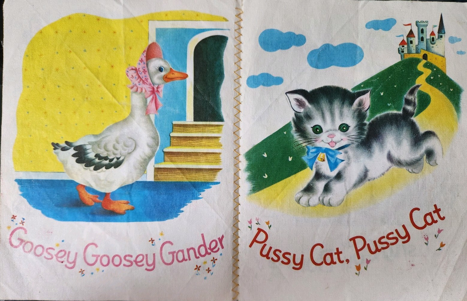 Mother Goose A Real Cloth Book Vintage 1956 Book Whitman Publishing Co