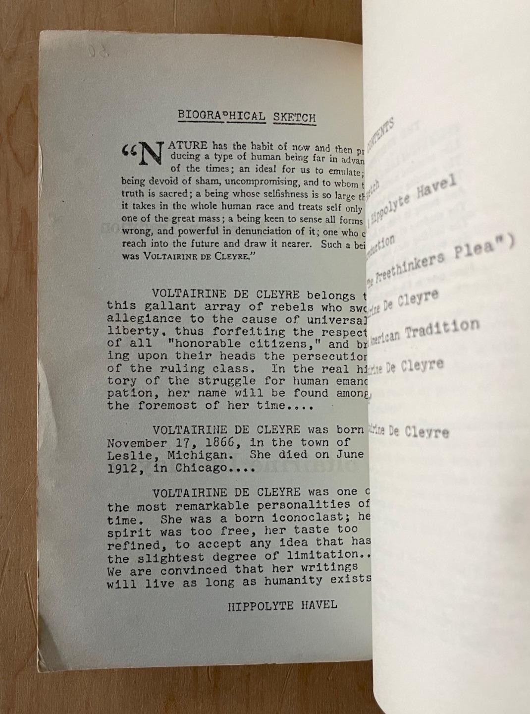 Voltairine De Cleyre ANARCHISM & AMERICAN TRADITION 1974 Reprint Pamphlet VTG