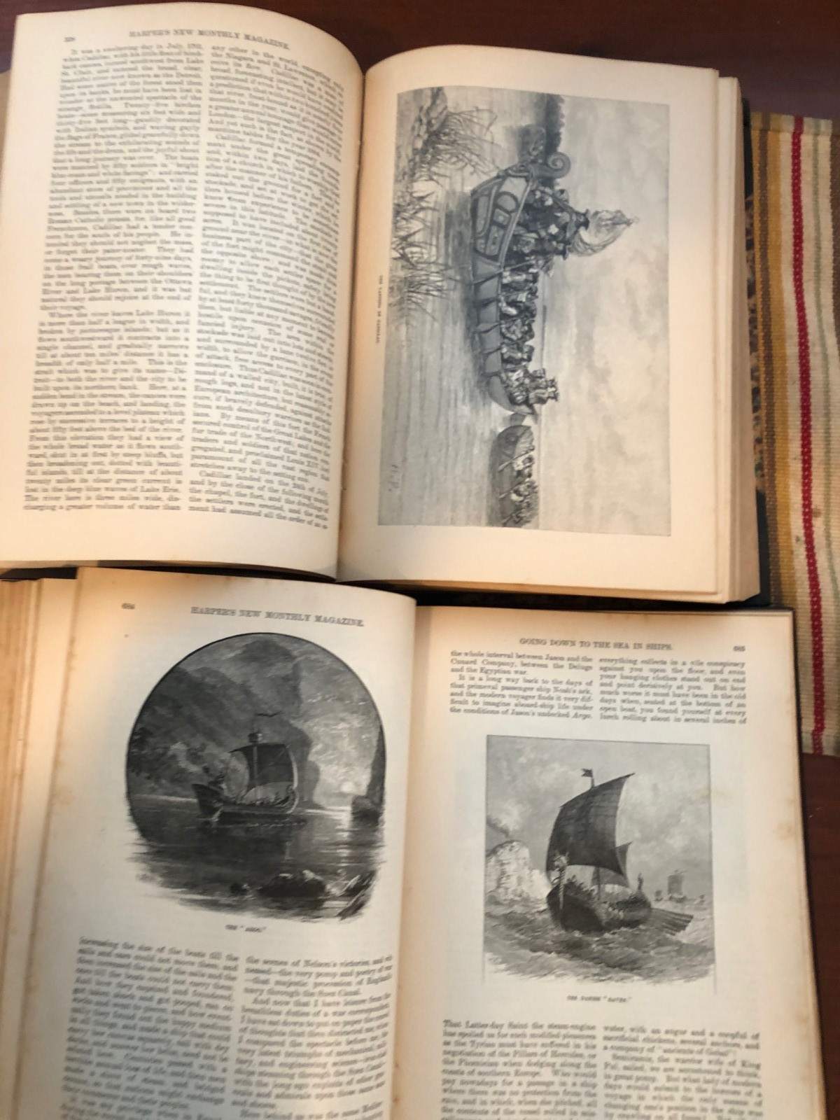 TWO 1886 HARPER’S NEW MONTHLY MAGAZINE BOUND VOLS 72, 73 BRITISH, US NAVY ILLUST