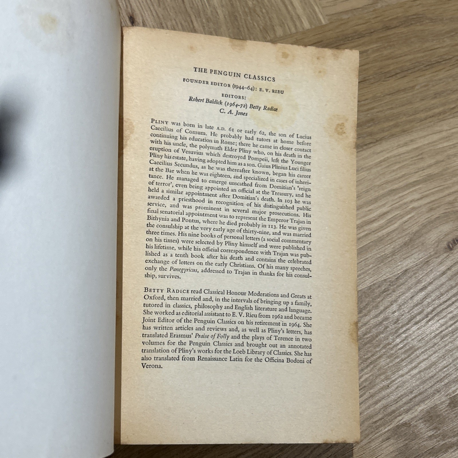THE LETTERS OF THE YOUNGER PLINY – Penguin Classics L127 1974