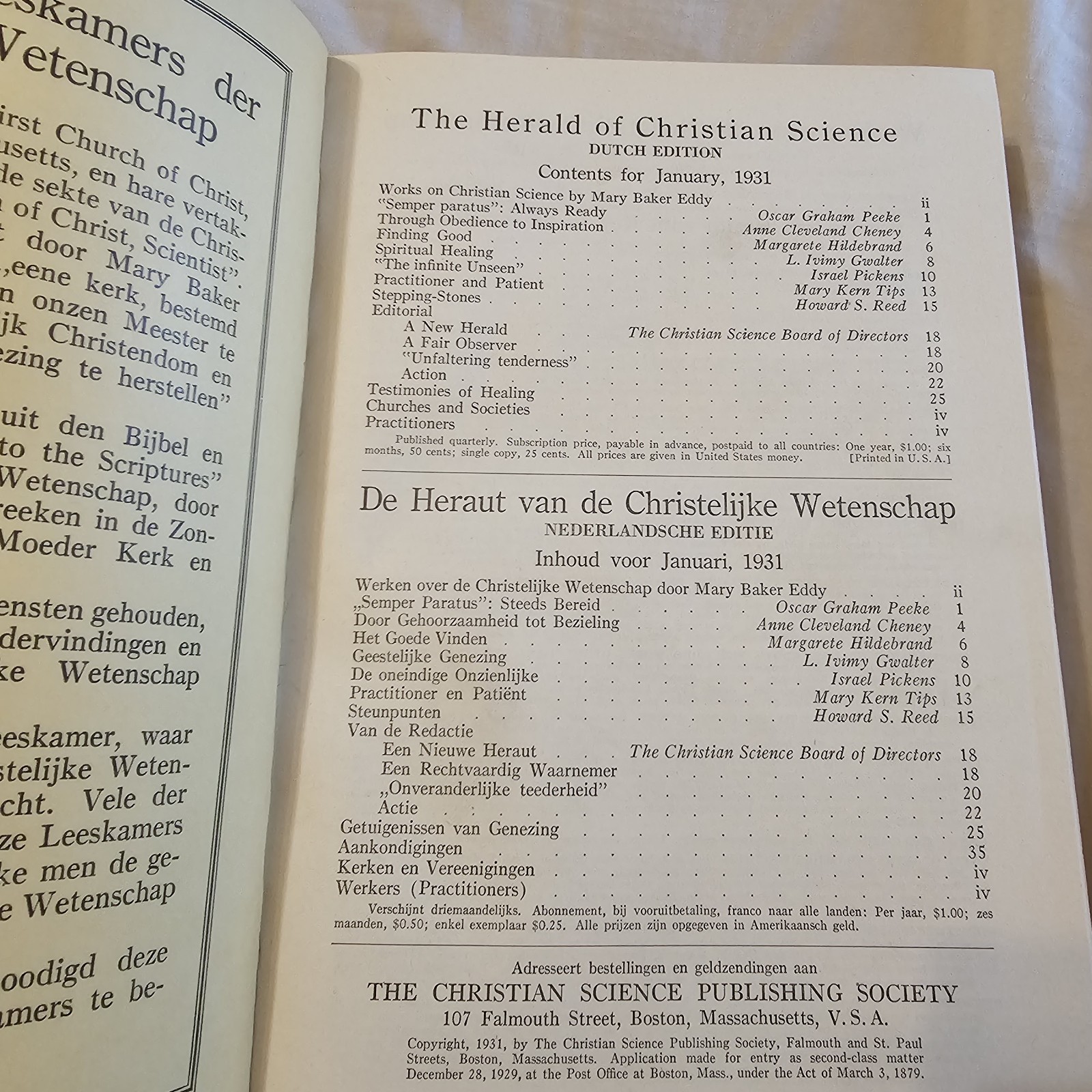 The Herald Of Christian Science Series Vol 1-2, 3-4 1931/32 HC RARE Dutch Edit