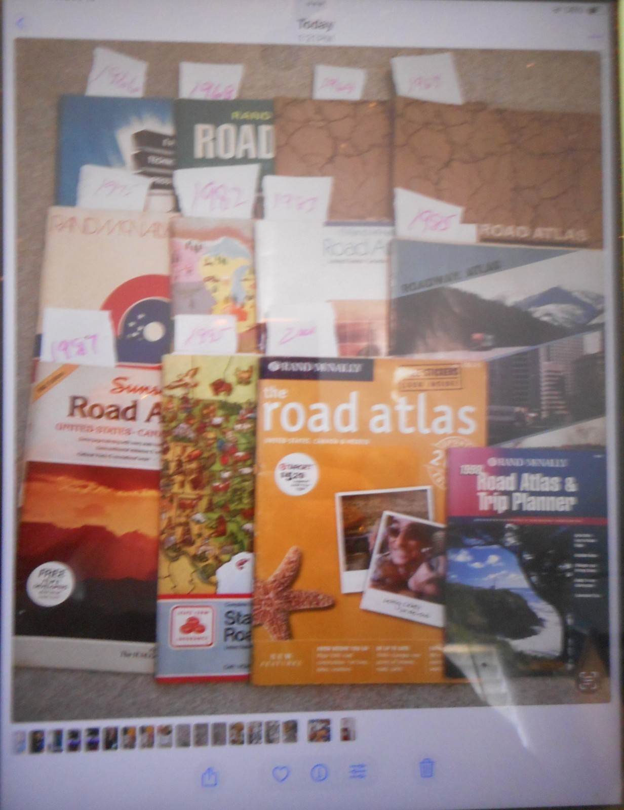 12 ROAD ATLASES -1966,1968, 1969, 1975, 1982, 1983, 1985, 1987, 1998, 1999, 2001