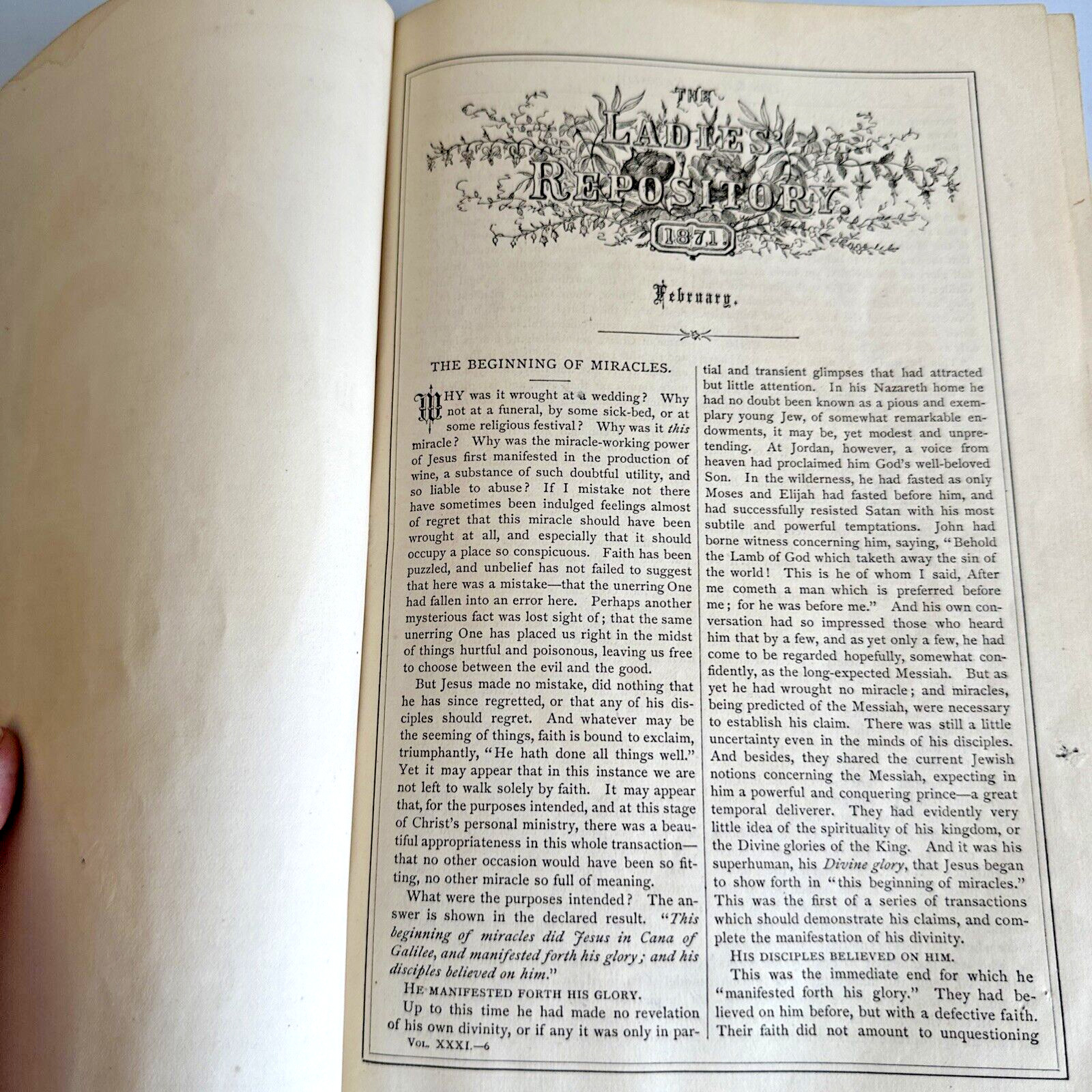 The Ladies’ Repository Vol XXXL Jul-Dec 1871 Engraving, Prose, Poetry 472 pgs
