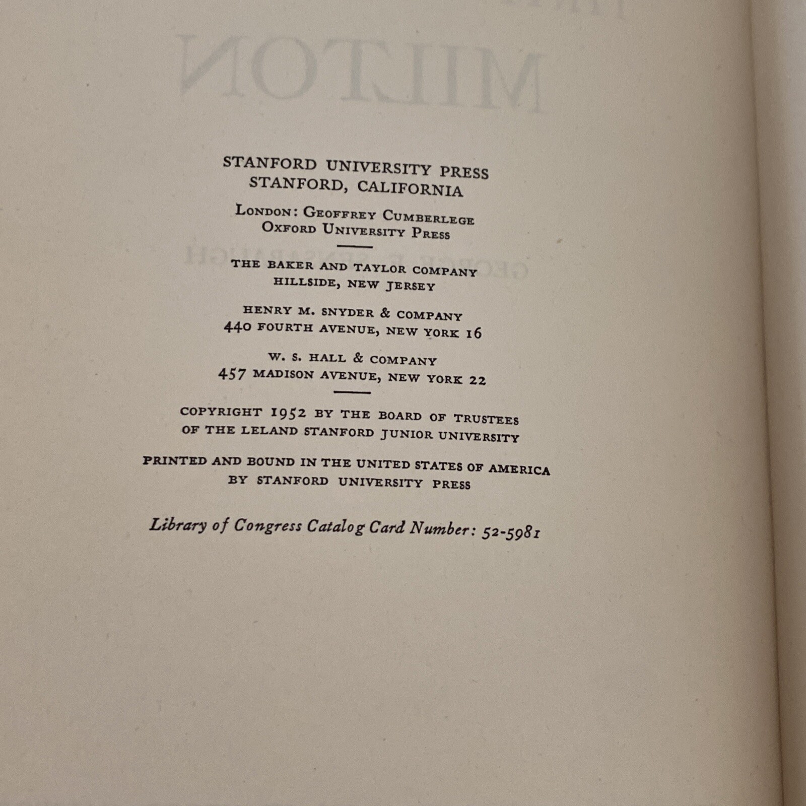 That Grand Whig Milton HC DJ 1952 by George Sensabaugh