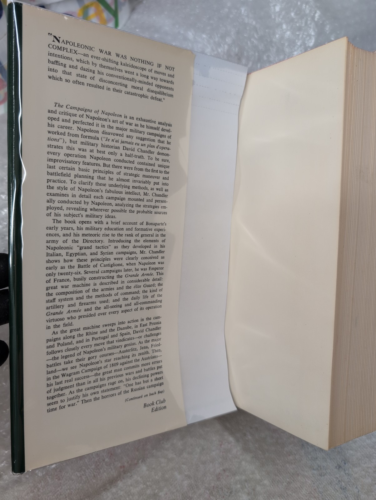 THE CAMPAIGNS OF NAPOLEON by David G. Chandler (BCE) Book Club Edition + Mylar!!