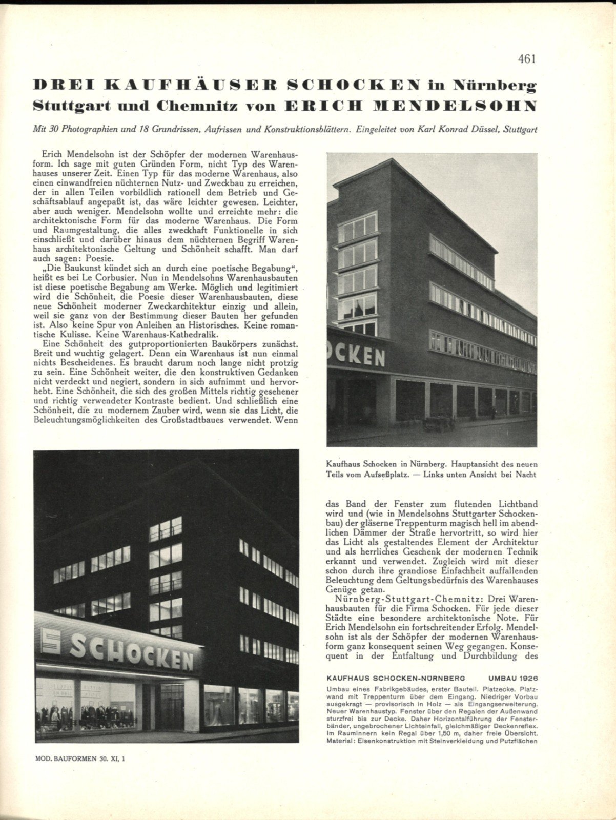 1930 Moderne Bauformen ERIC MENDELSOHN : 3 Department Stores for Schocken
