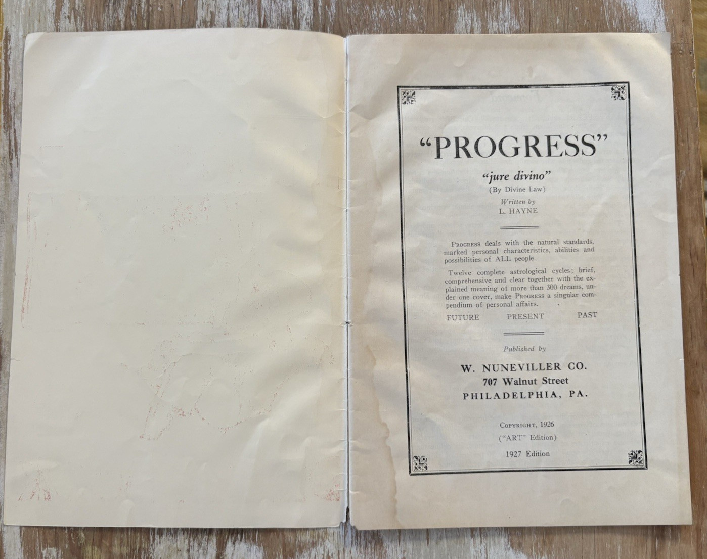 Vintage Horoscope & Dream astrology book Personal Characteristics 1927