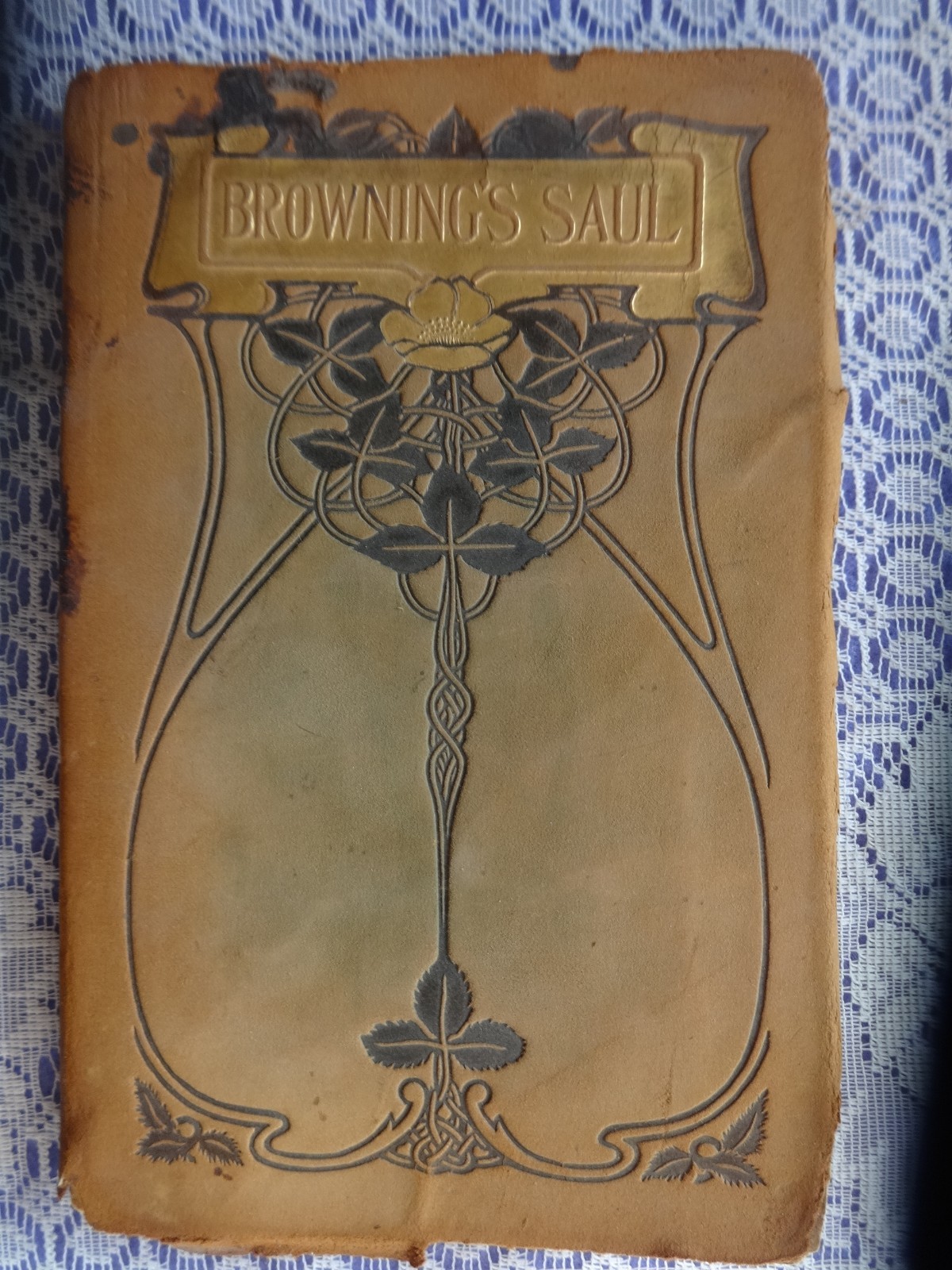 Original 1901 Antique 2nd printing Browning’s Saul leather embossed book