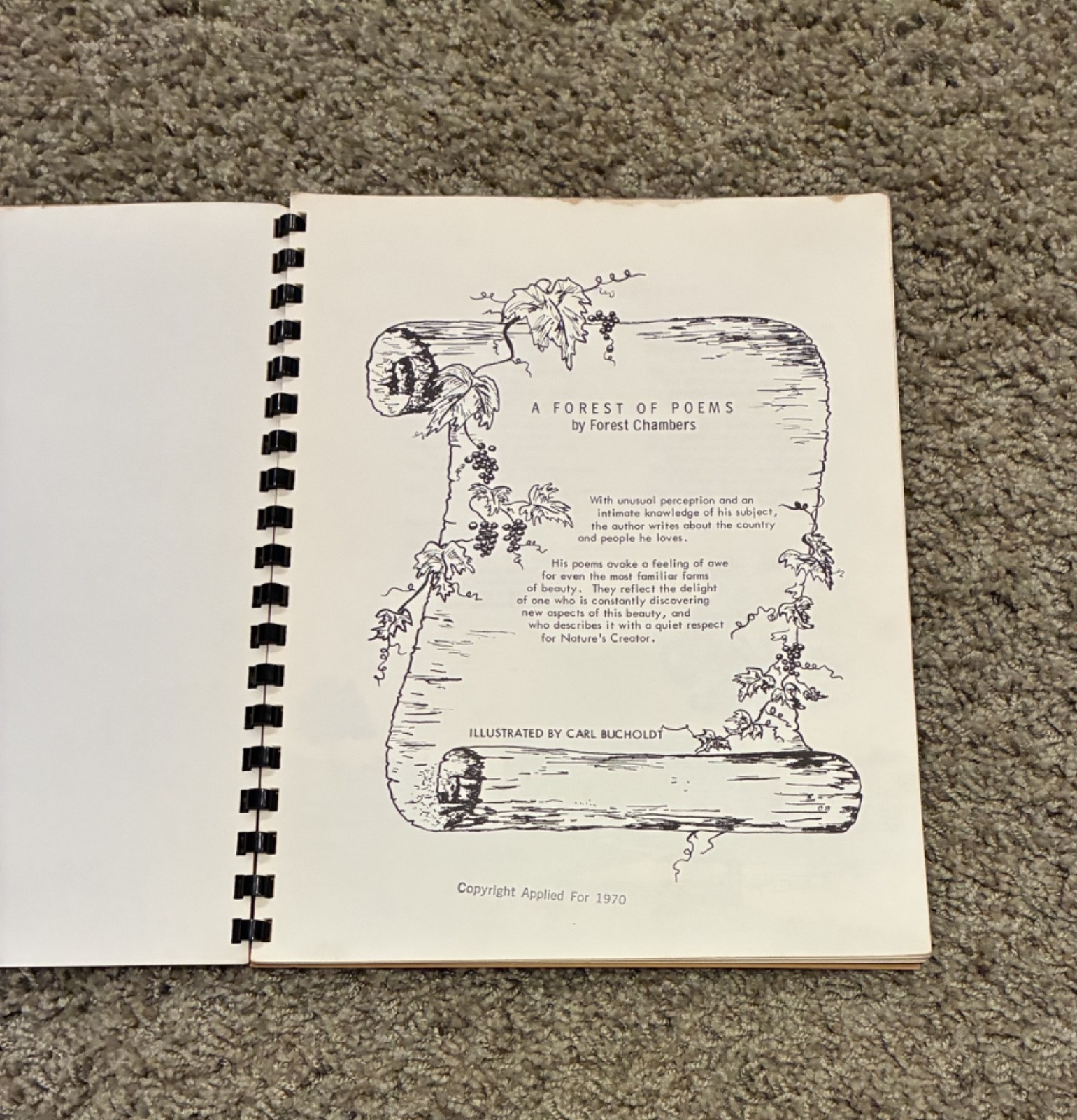 A Forest of Poems by Chambers 🔴 spiral bound book illustrated Vintage 1970
