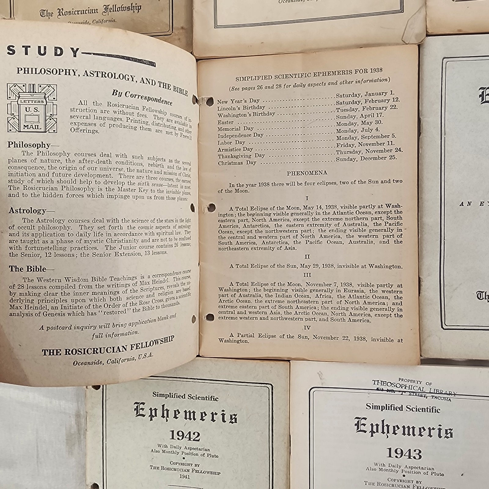 Lot 14 Simplified Scientific Ephemeris – Rosicrucian Fellowship 1932 – 1980