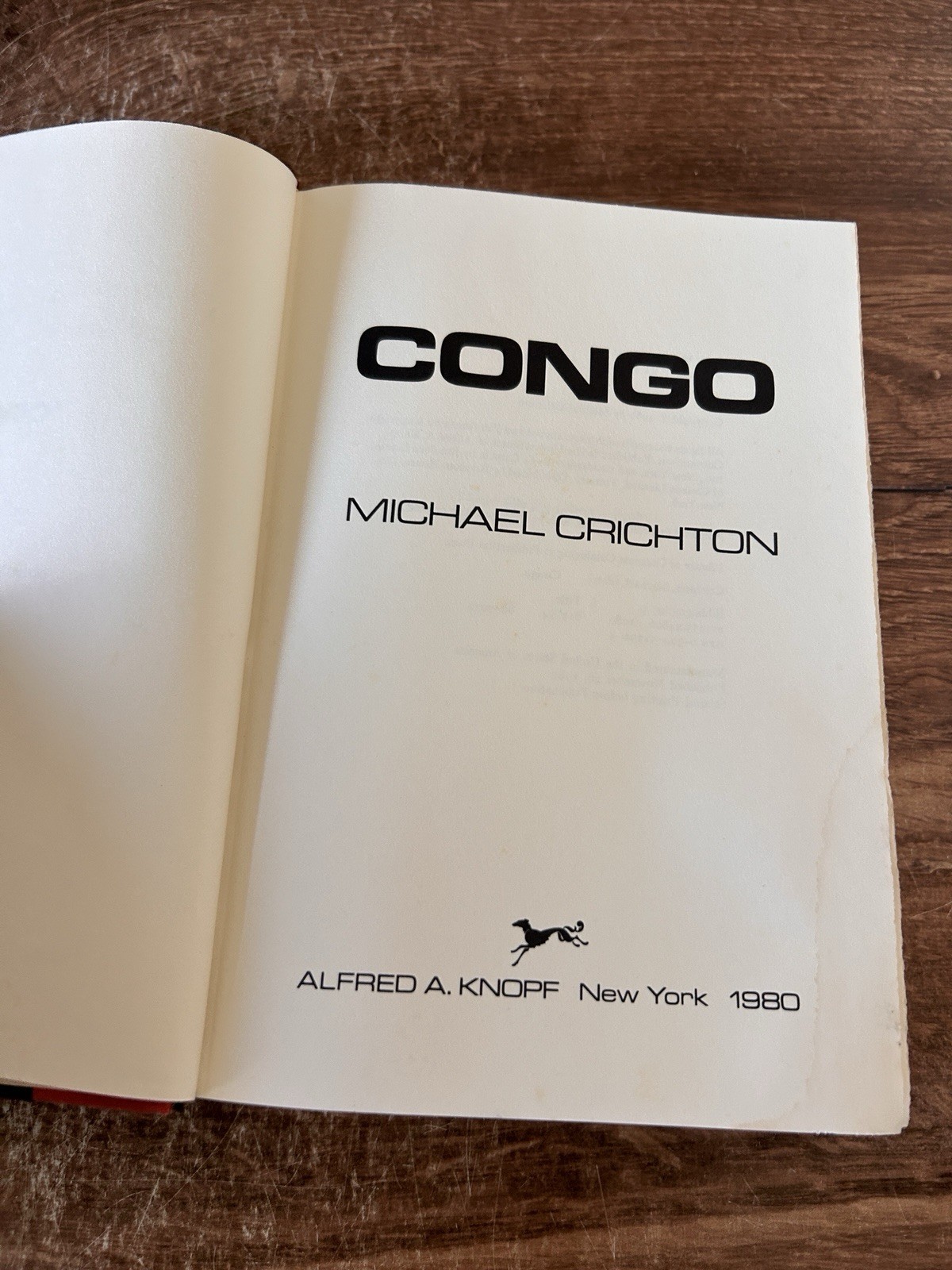 CONGO Michael Crichton 1980 First Trade Edition First. ACCEPTABLE